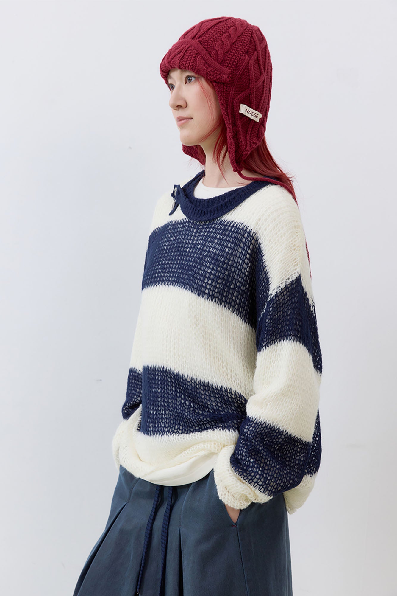 NOESE Contrast Layered-Collar Sweater