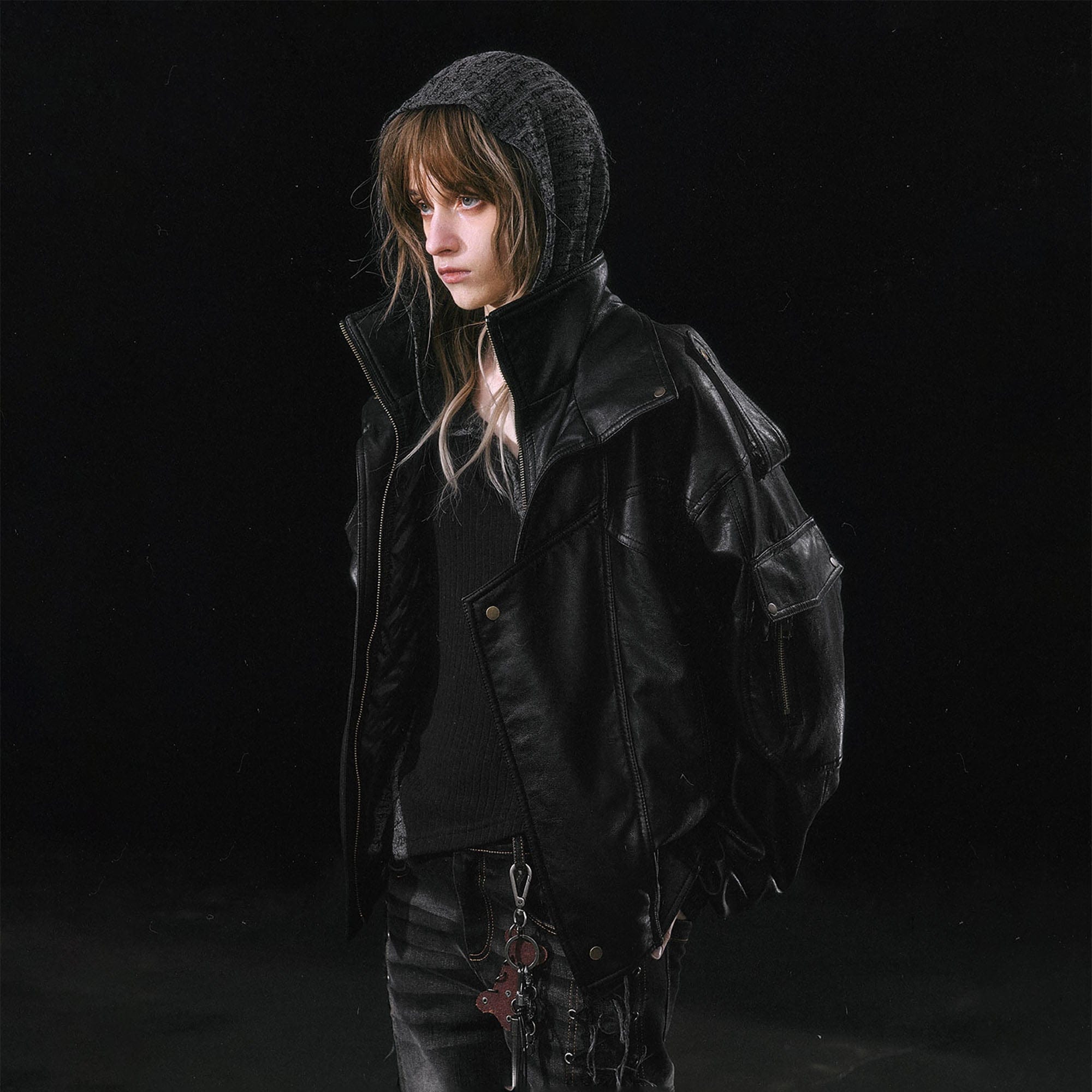 CESTNOUS Detachable Faux Fur-Lined Bomber Jacket