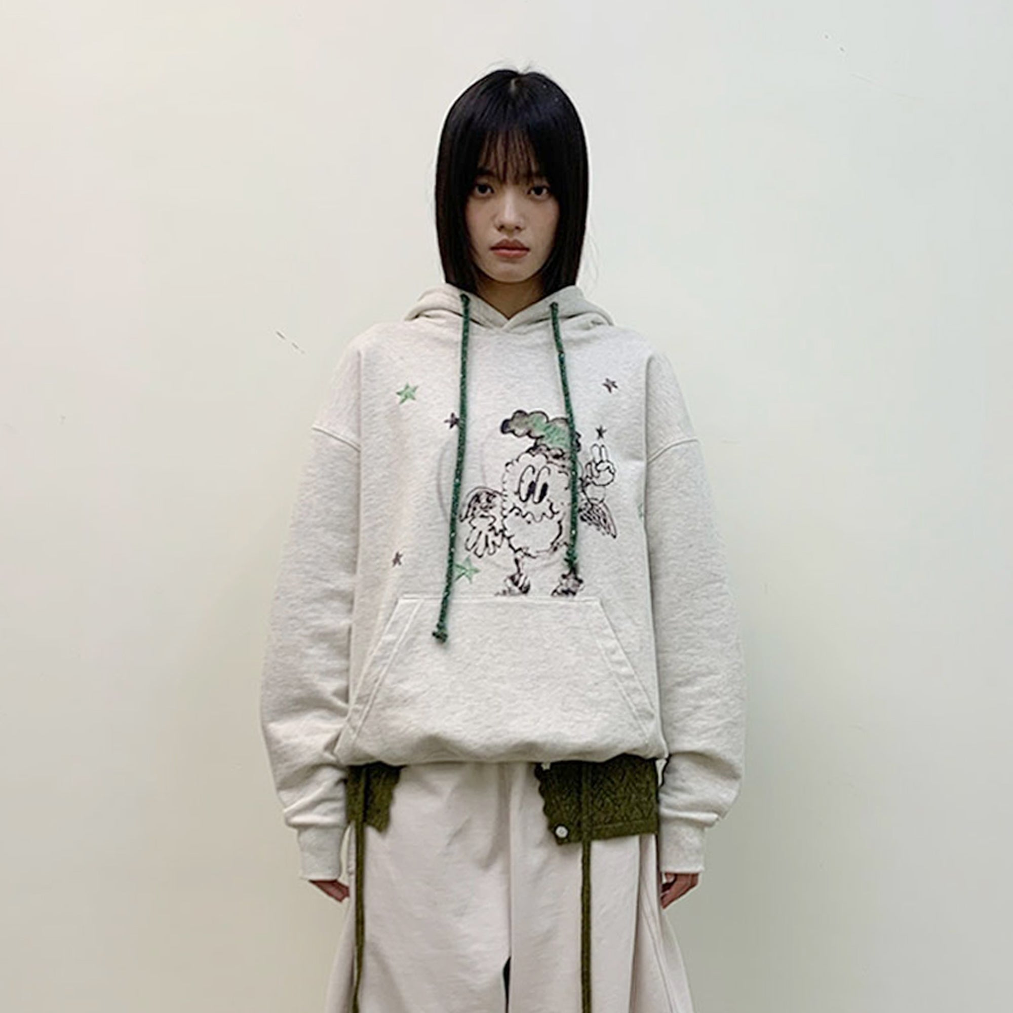 NEVERSEEZ Angel Star Cartoon Graphic Hoodie