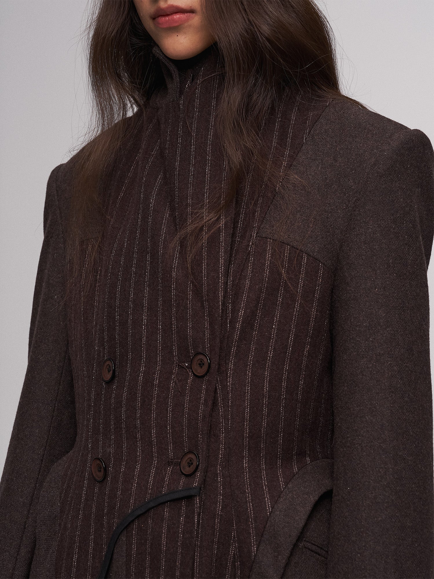 ILNya Nieternite Nifutur Tailored Stripe Paneled Wool-Blend Coat