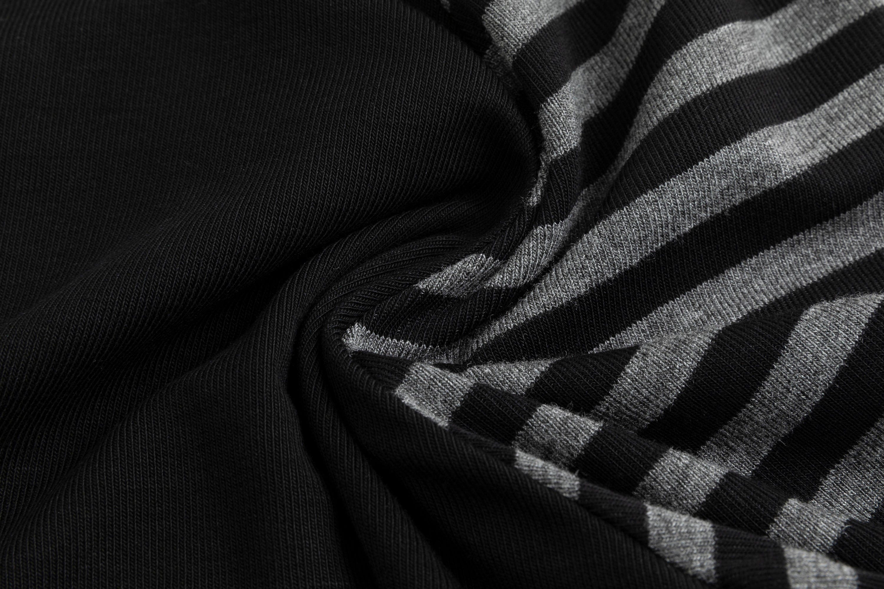 CESTNOUS Striped Sleeve Grommet Henley Tee