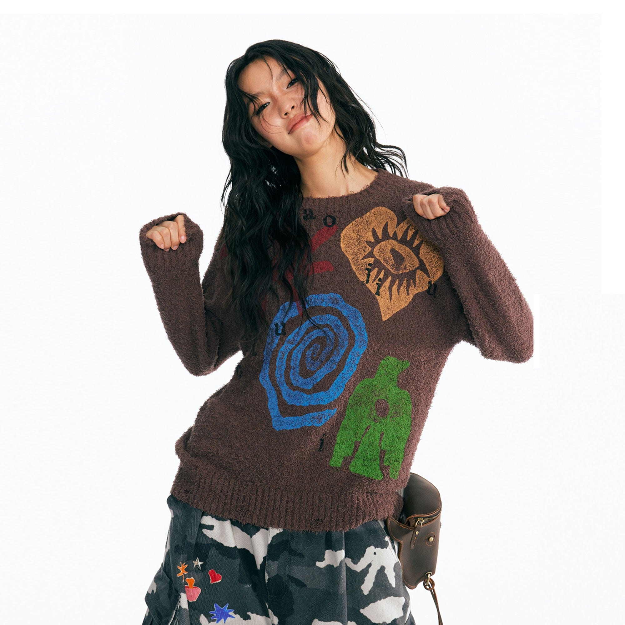1997 POSTOFFICE Distressed Tribal Graphic Sweater