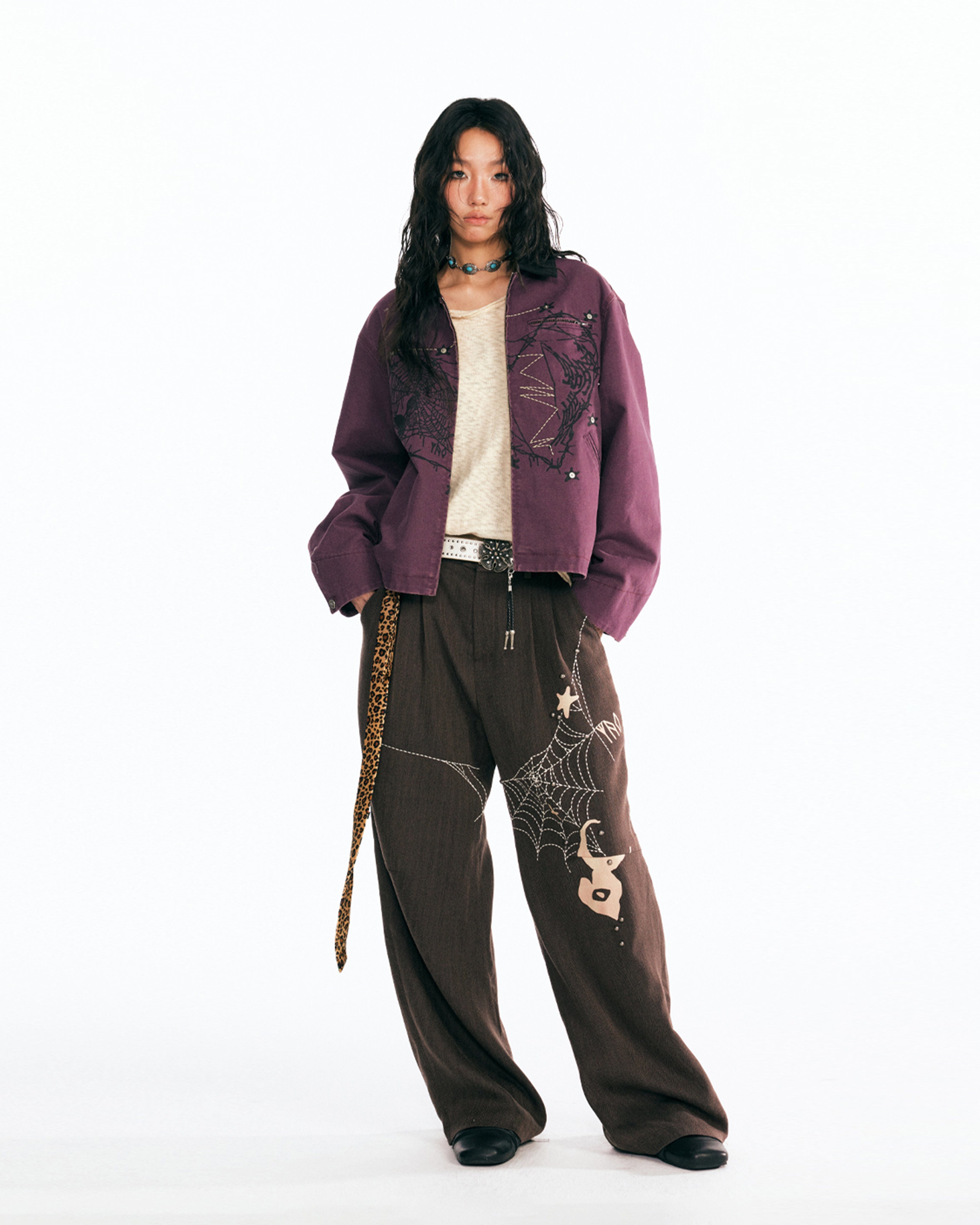 1997 POSTOFFICE Dreamcatcher Graphic Studded Detroit Jacket