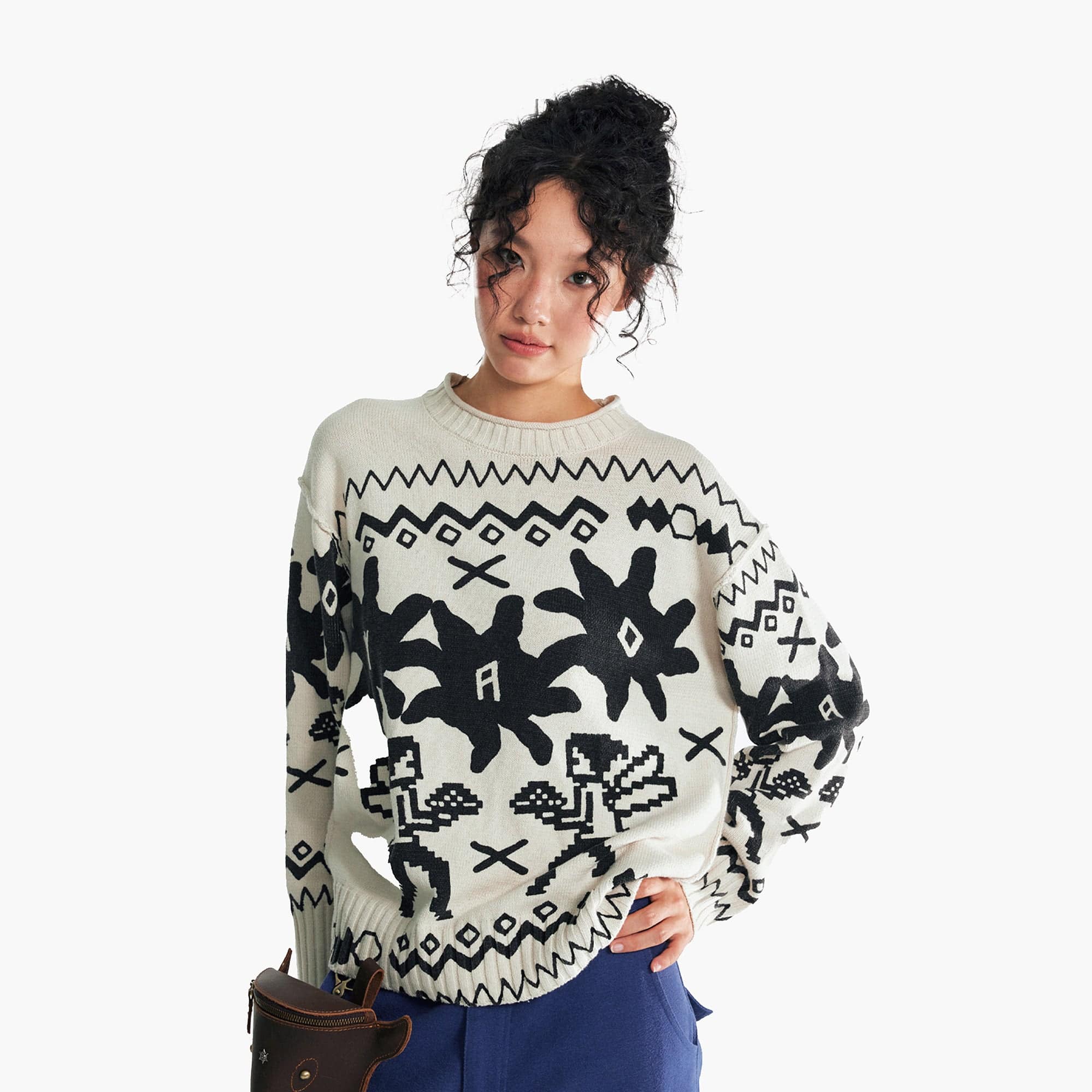 1997 POSTOFFICE Fair Isle Full-Print Sweater