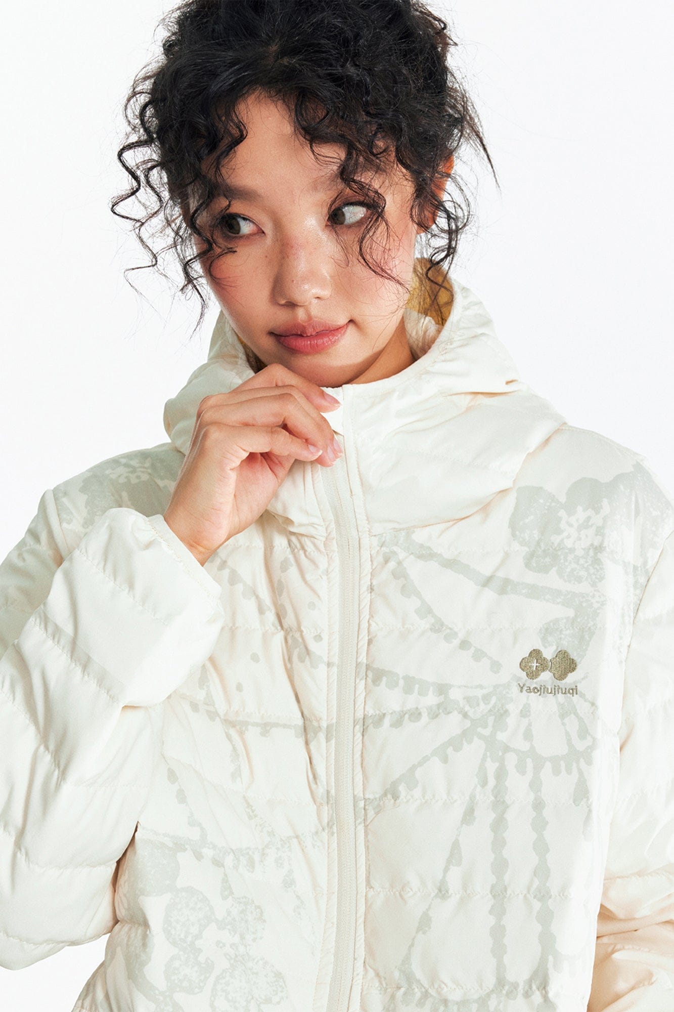 1997 POSTOFFICE Spiderweb Graphic Hooded Down Jacket