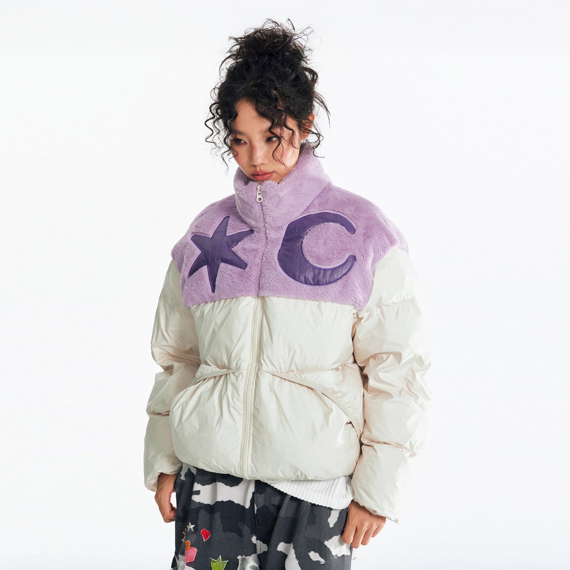 1997 POSTOFFICE Contrast Star & Crescent Puffer Jacket
