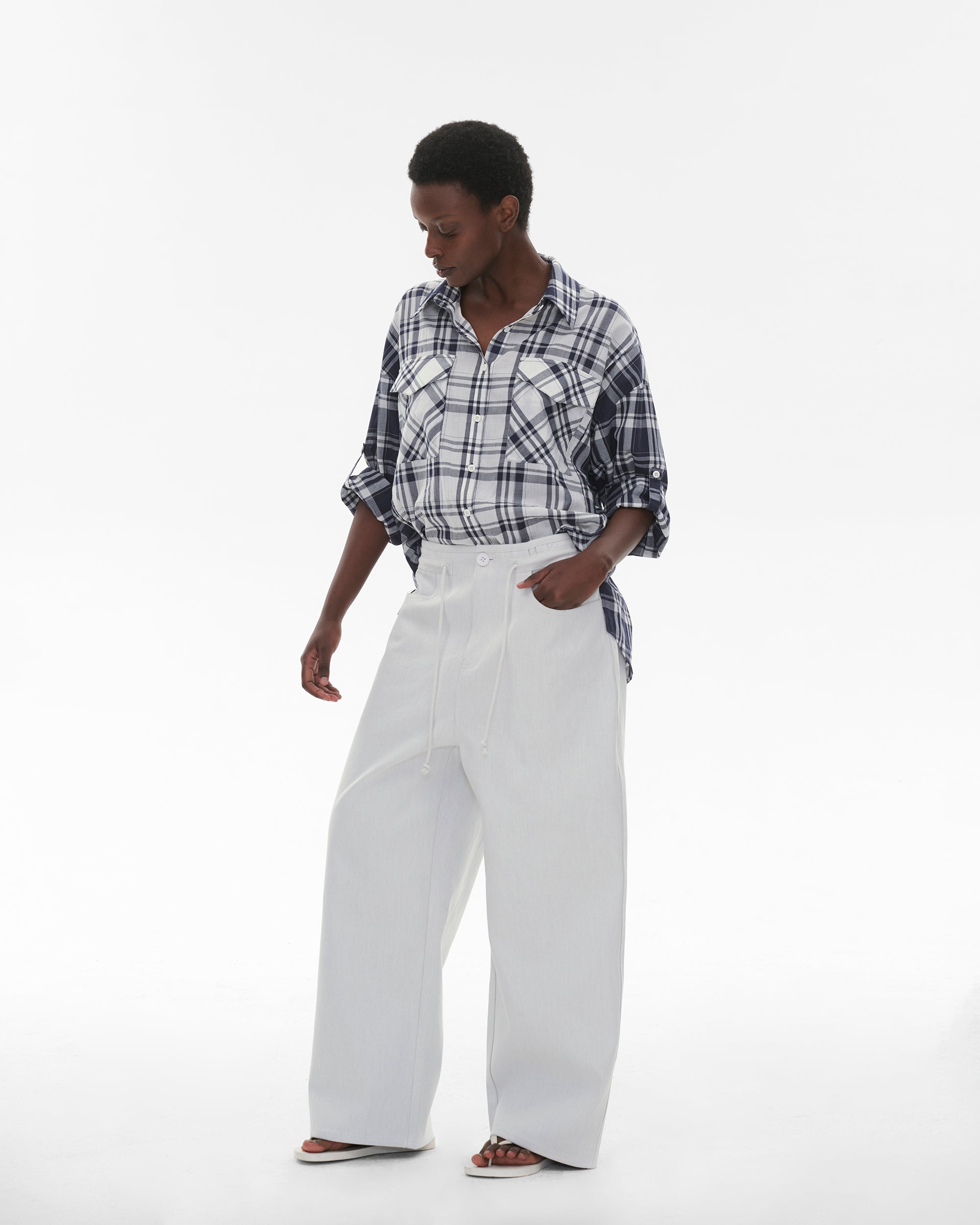 COMMAND N Spliced Plaid Relaxed Shirt