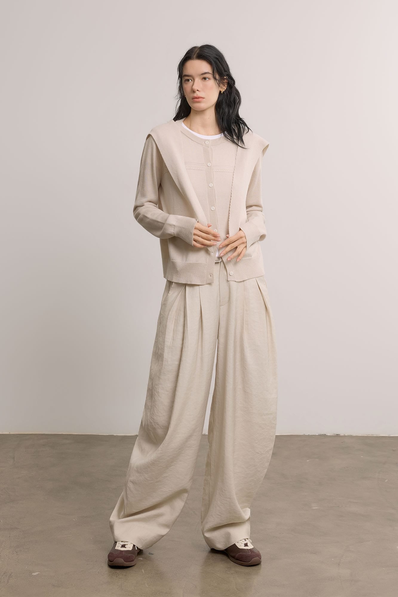 SAME FLOW Faux Layered Wool-Blend Cardigan