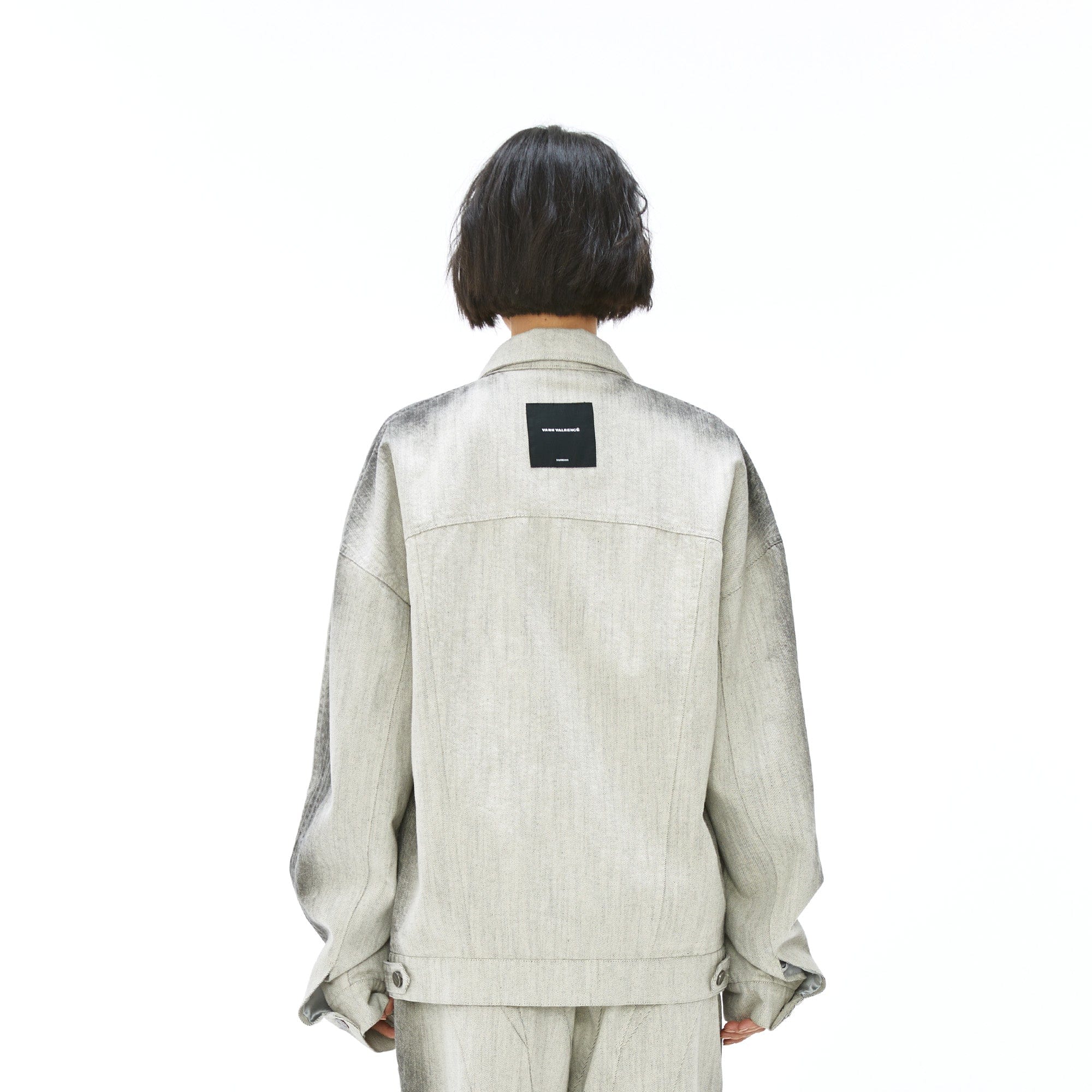 VANN VALRENCE Structured Panel Gradient Sleeve Washed Denim Jacket, premium urban and streetwear designers apparel on PROJECTISR.com, VANN VALRENCE