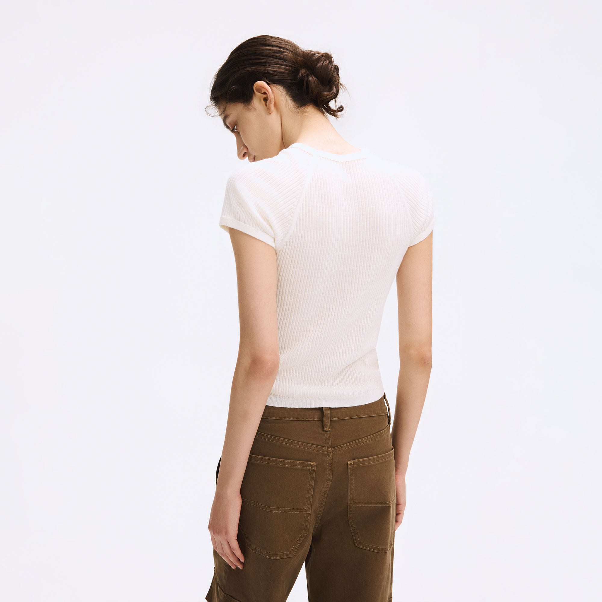 ARTIFICIAL WORLD Ribbed Slim Cropped T-Shirt