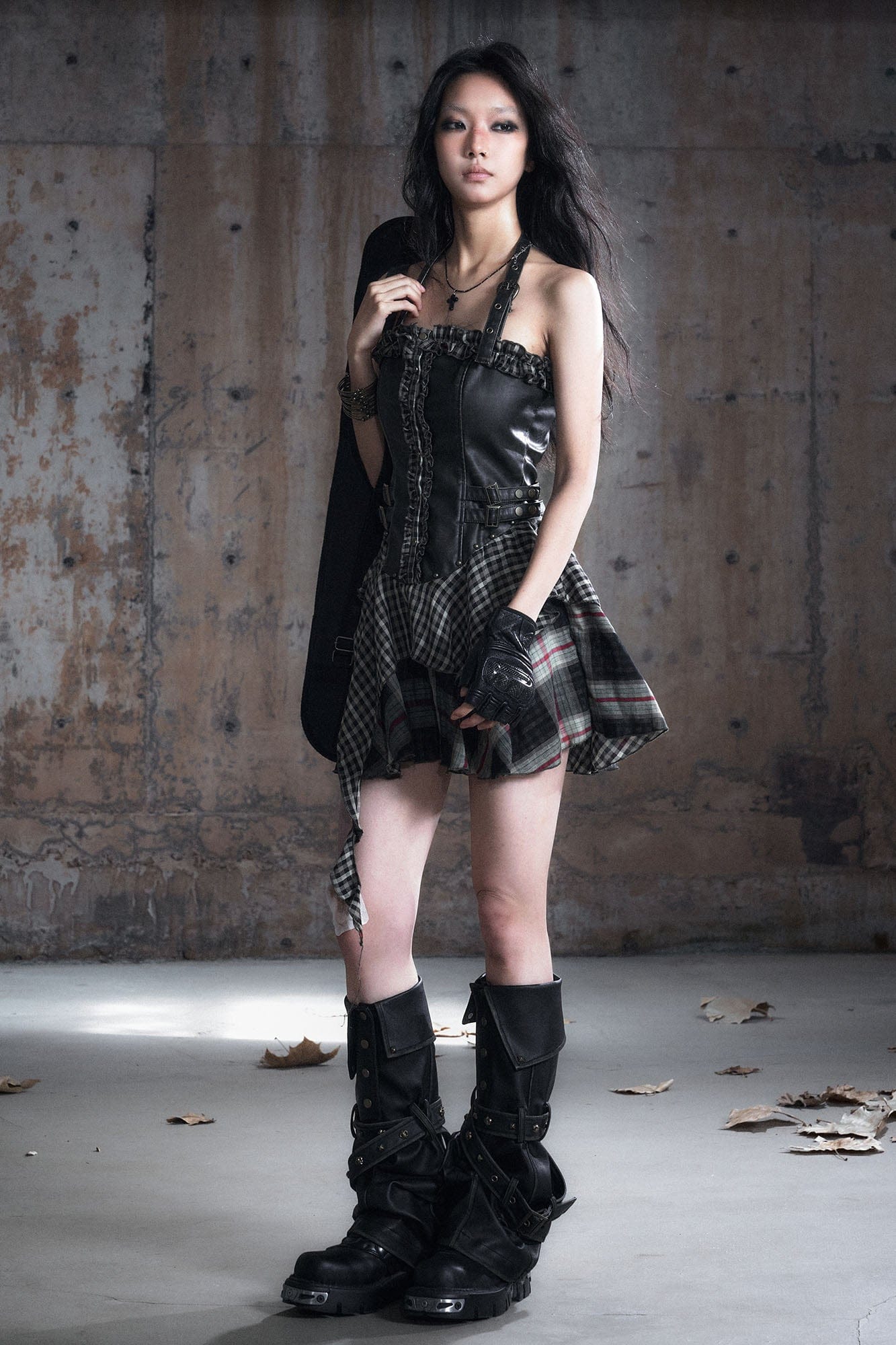 CESTNOUS Ruffled Trim Corset Layered Mini Dress