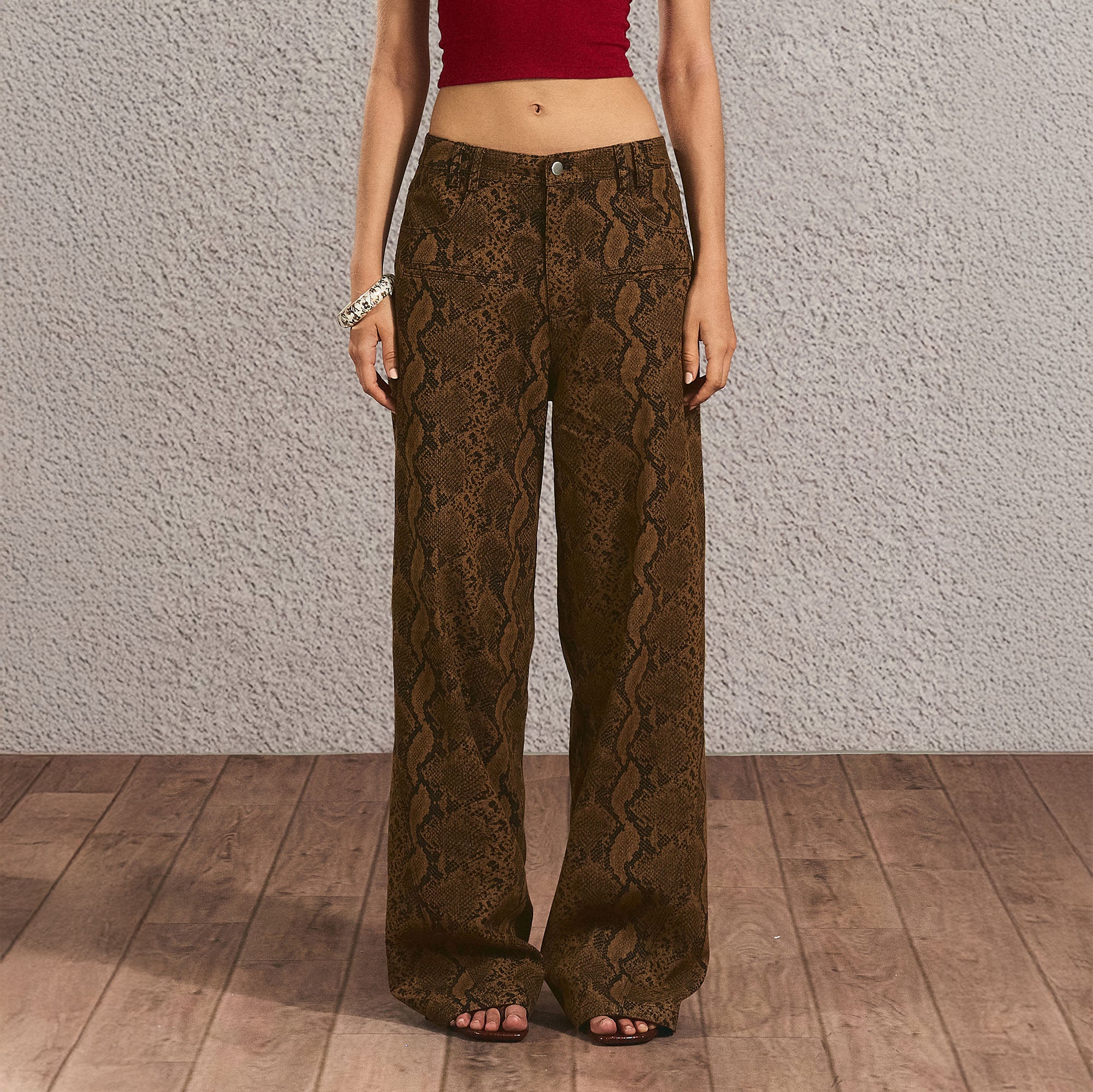 THE NEVERMORE Serpentine Buckled Wide-Leg Pants