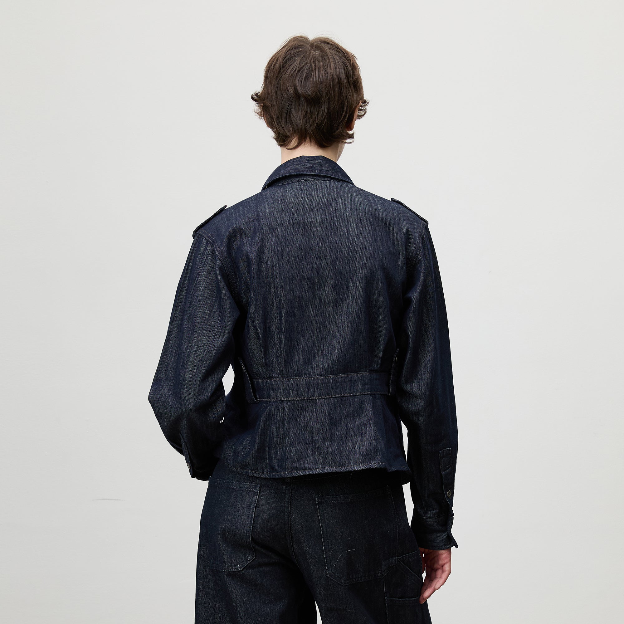 COMMAND N Cinched Waist Utility Denim Shirt Jacket