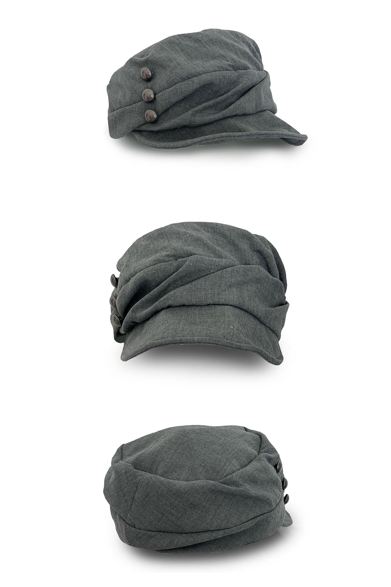 RIDK Crinkled Metallic-Buckle Retro Newsboy Beret