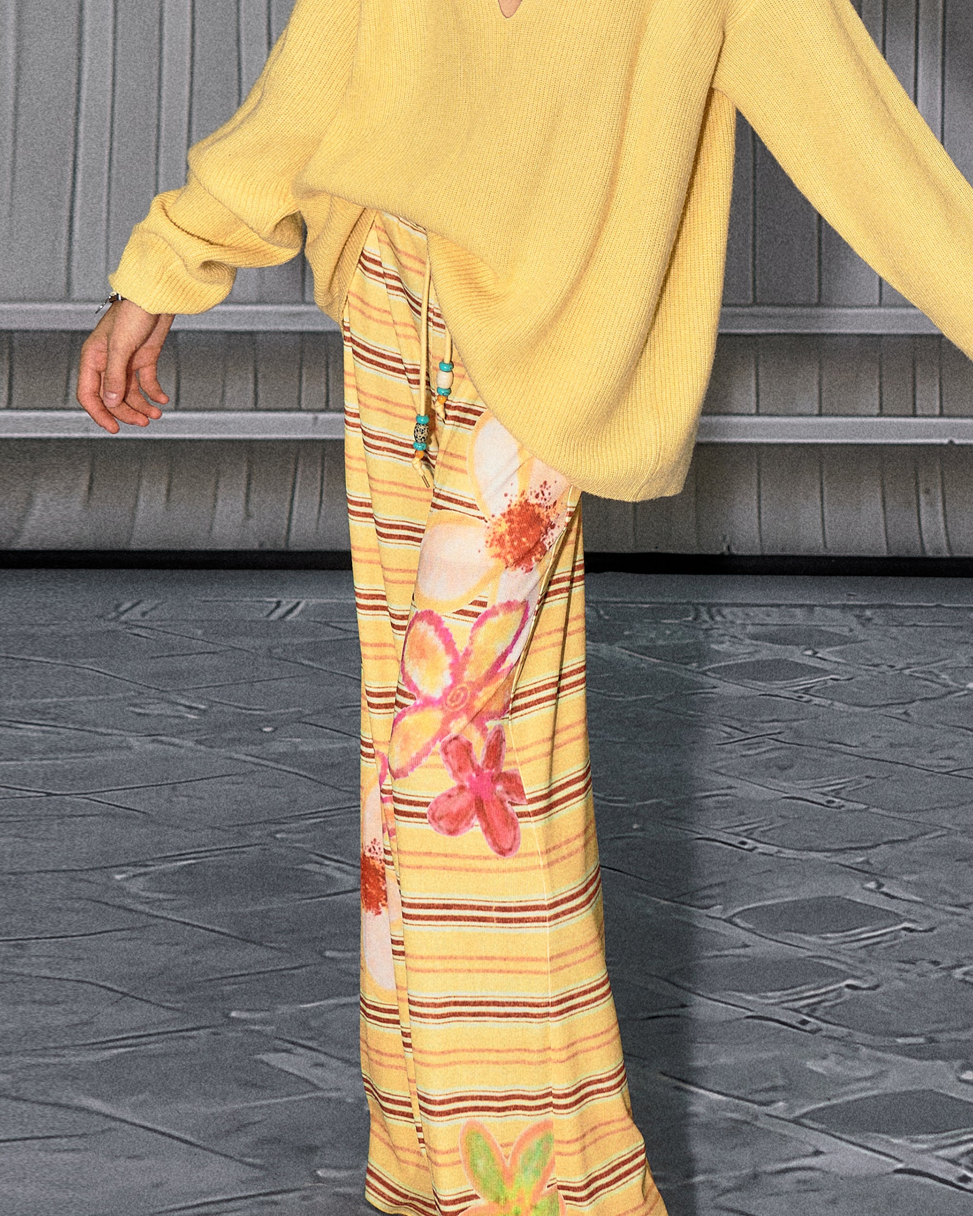 THE NEVERMORE Striped Bloom Beaded Drawstring Pants