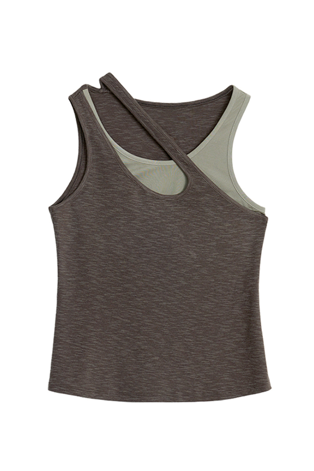 AURA LAND Deconstructed Contrast-Print Layered Tank Top
