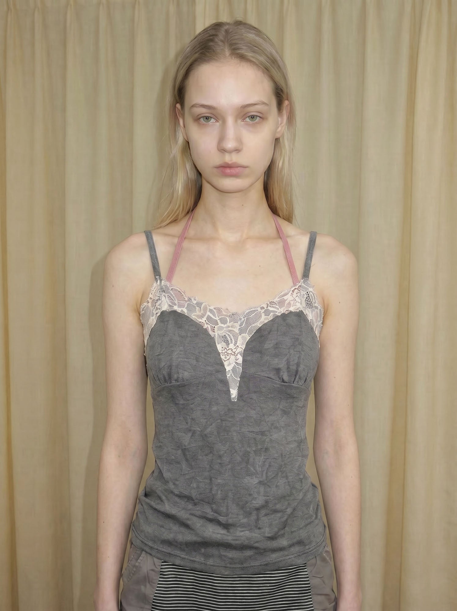 EMOHA Lace-Panel Floral Cami Top