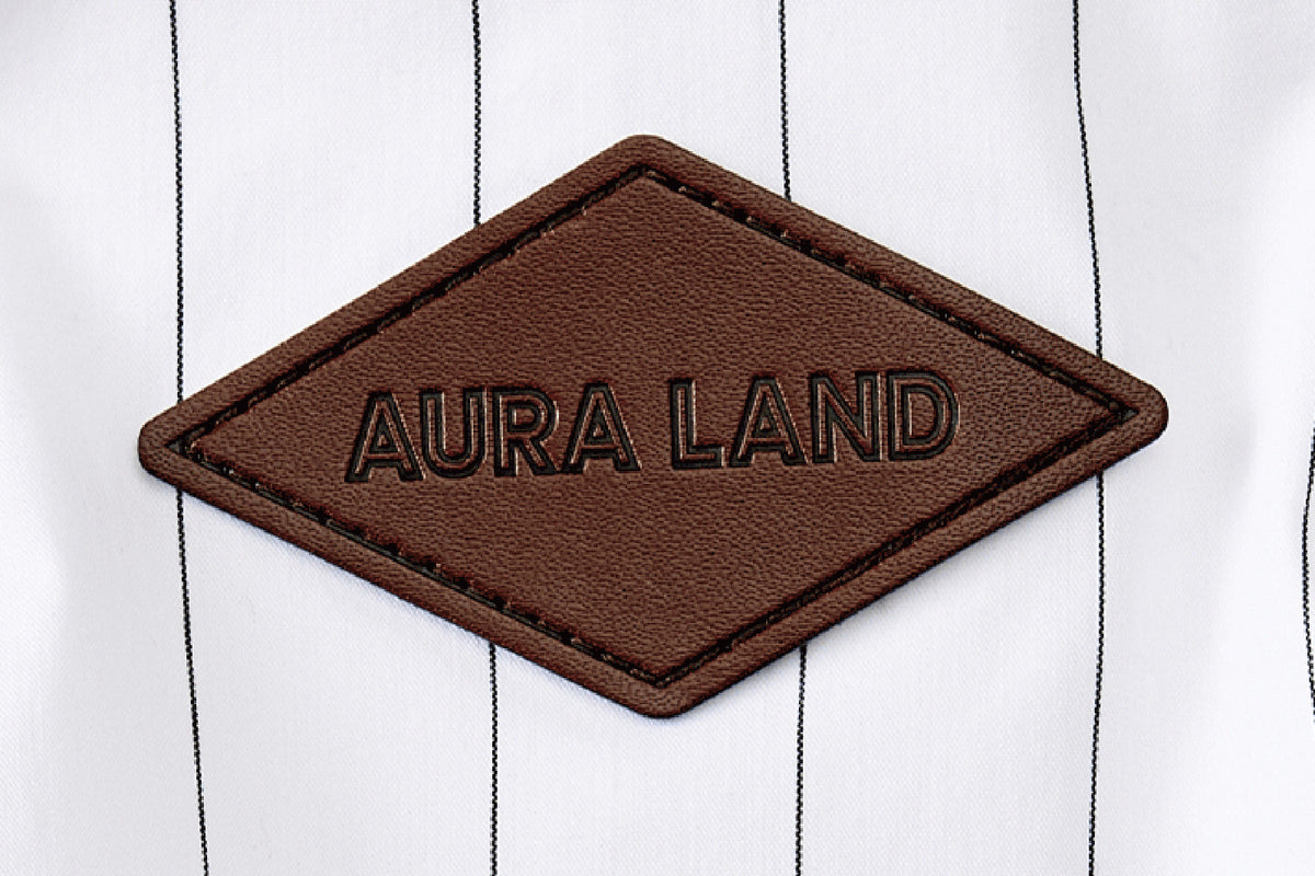 AURA LAND Striped Spliced Oversized Bomber Jacket