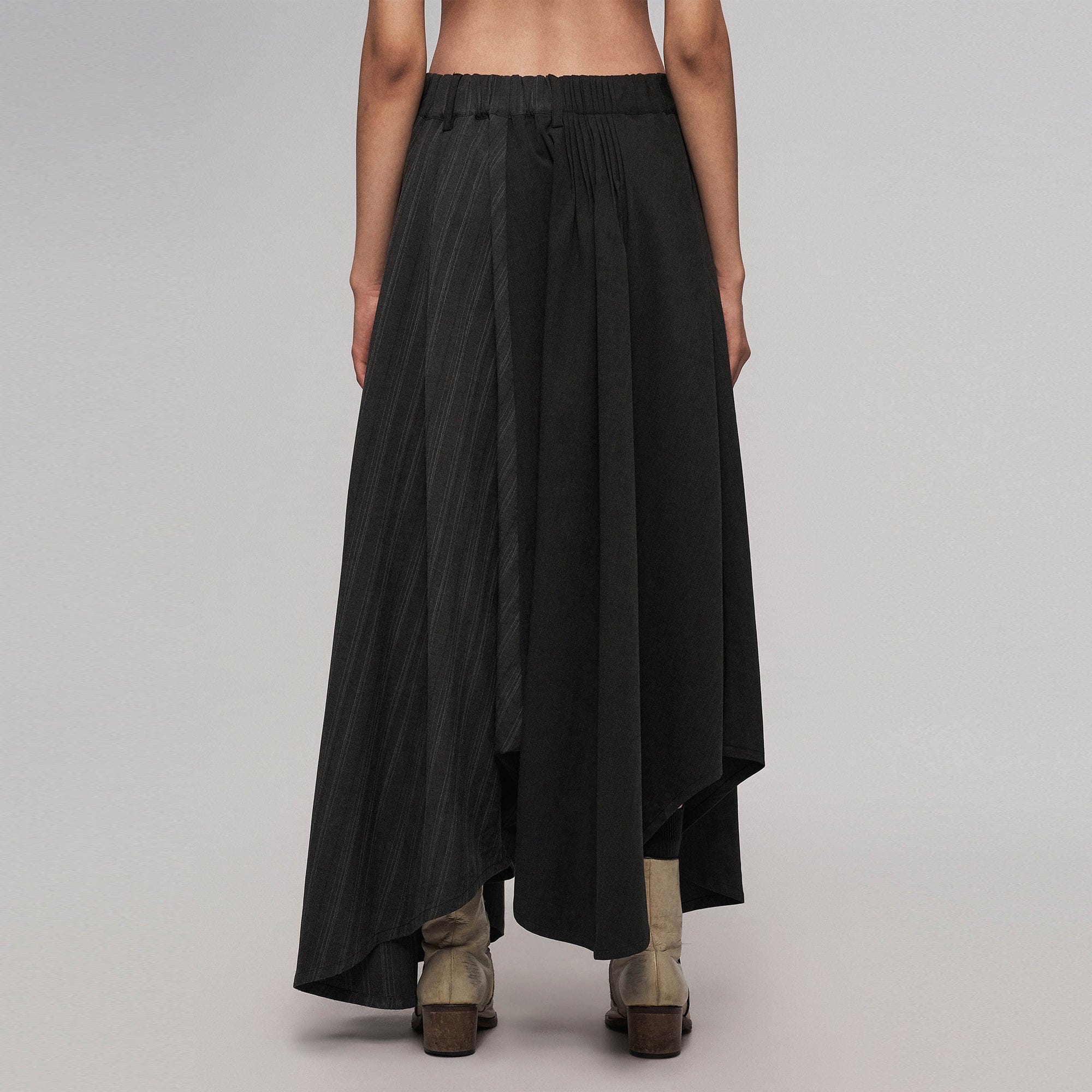 ILNya Nieternite Nifutur Asymmetrical Spliced Pleat Stripe Wide-Leg Pants Gray
