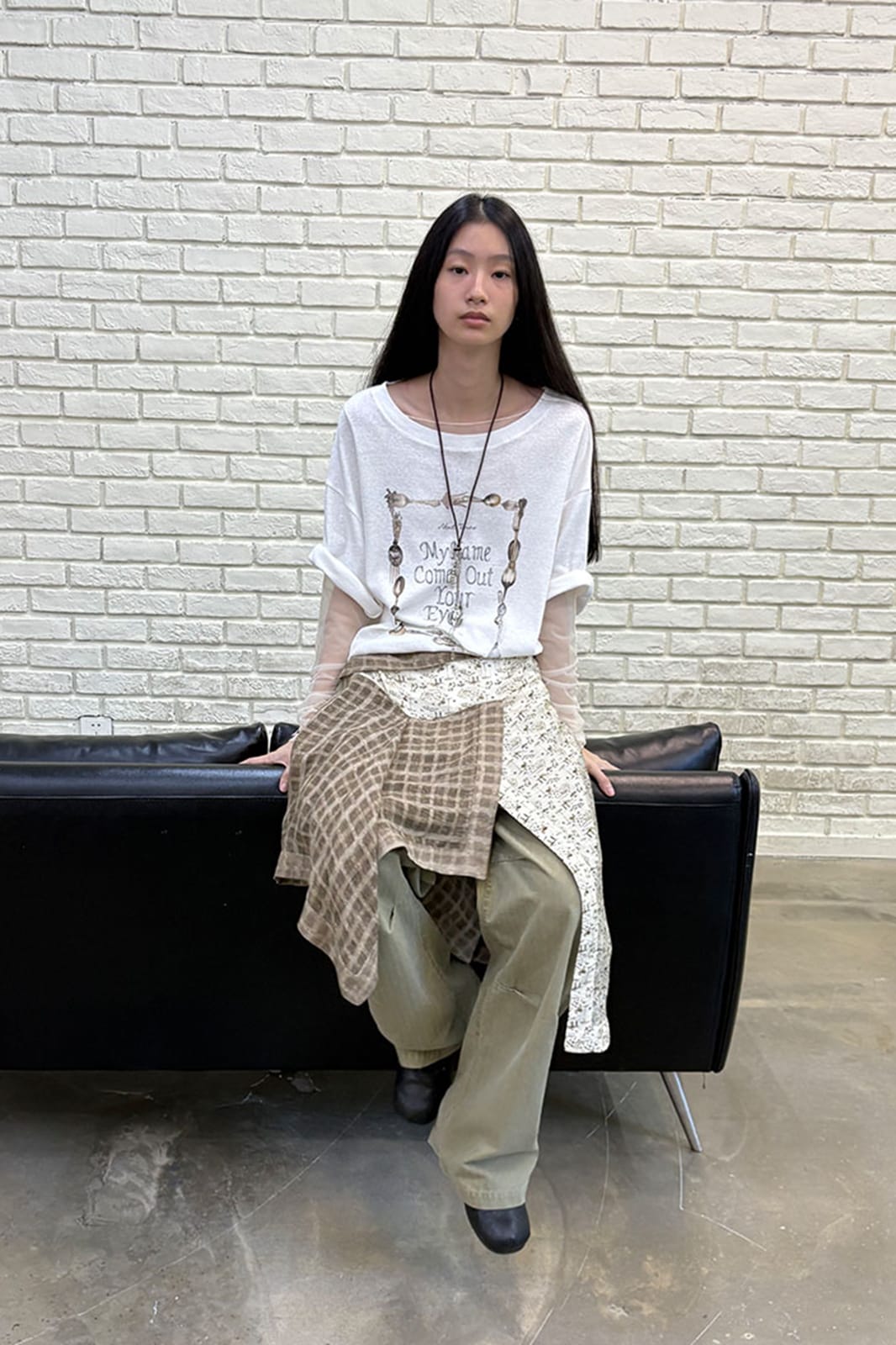 NEVERSEEZ Spliced Plaid-Toile Wrap Apron
