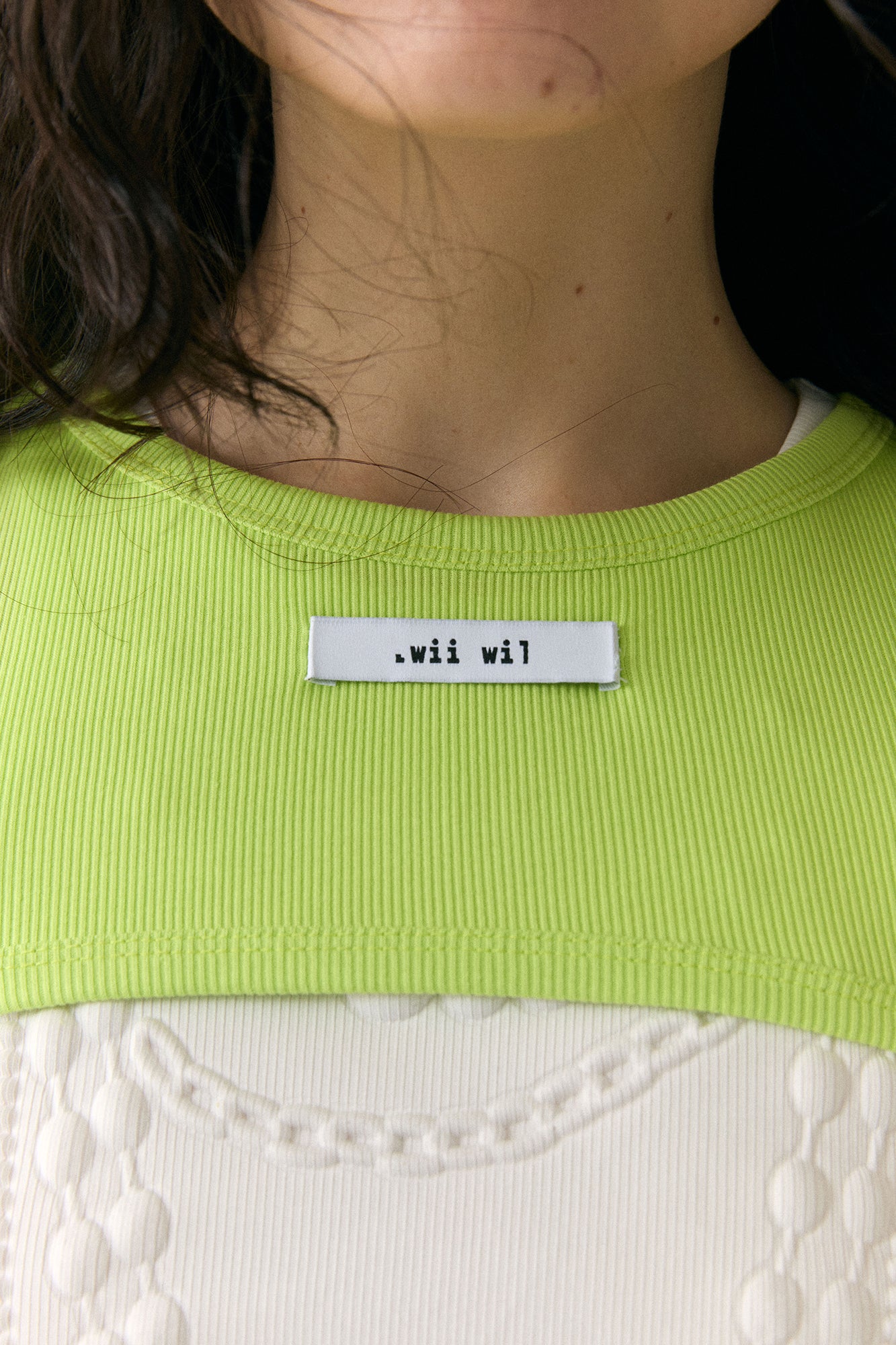 WII WIL Necklace Motif Rib Tank Top