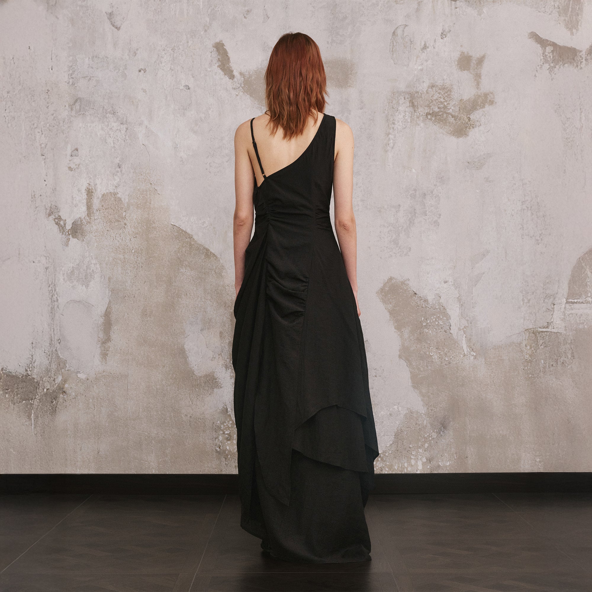 ILNya Nieternite Nifutur Asymmetrical Layered Ruched Maxi Dress