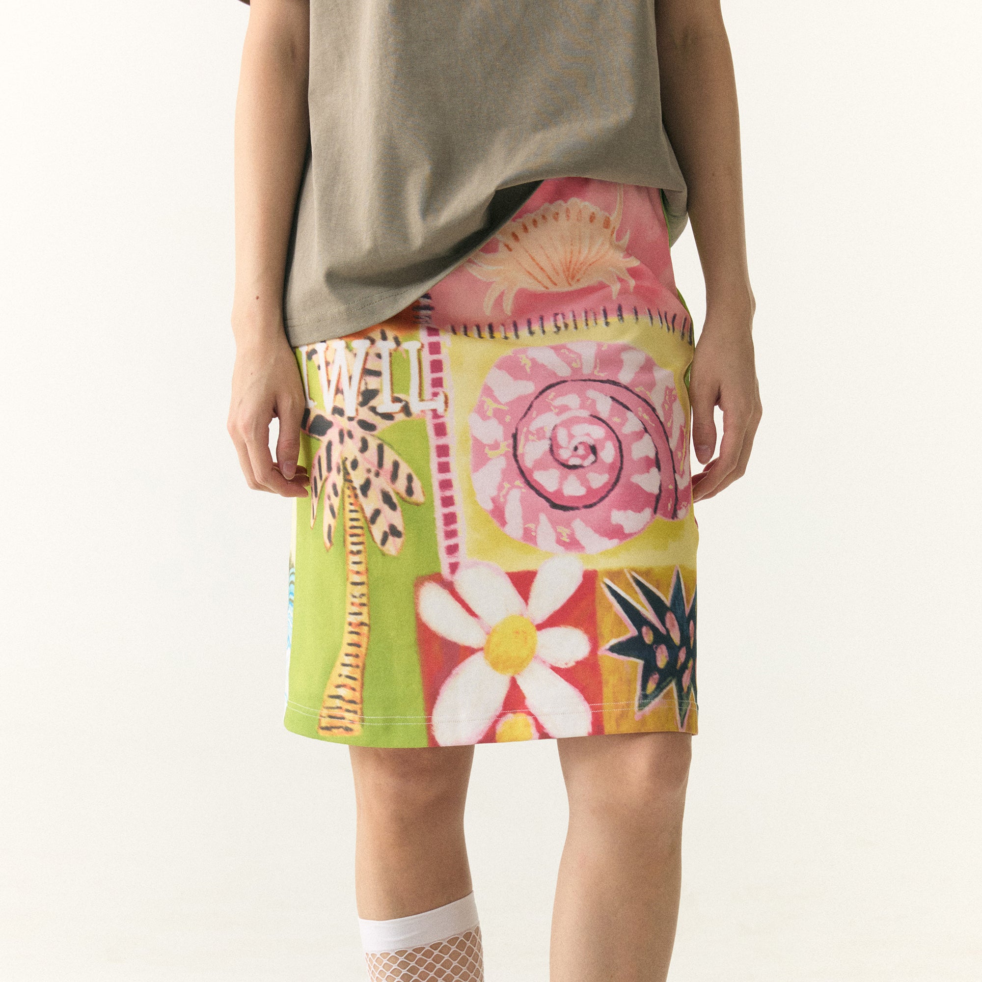 WII WIL Full-Print Tropical Collage Skirt
