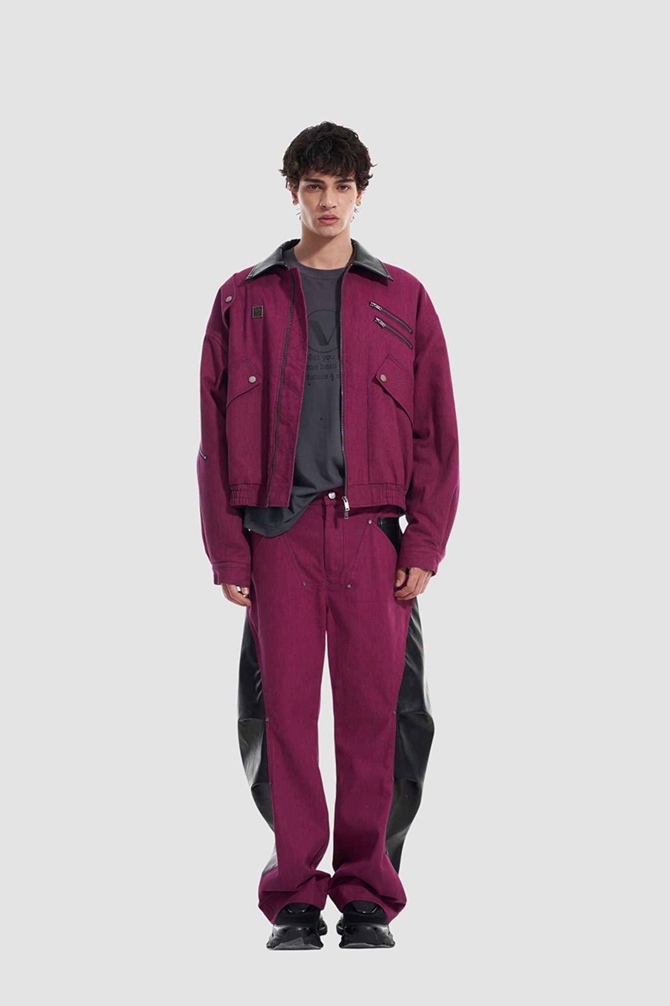 VANN VALRENCE Contrast Multi-Zip Padded Utility Jacket