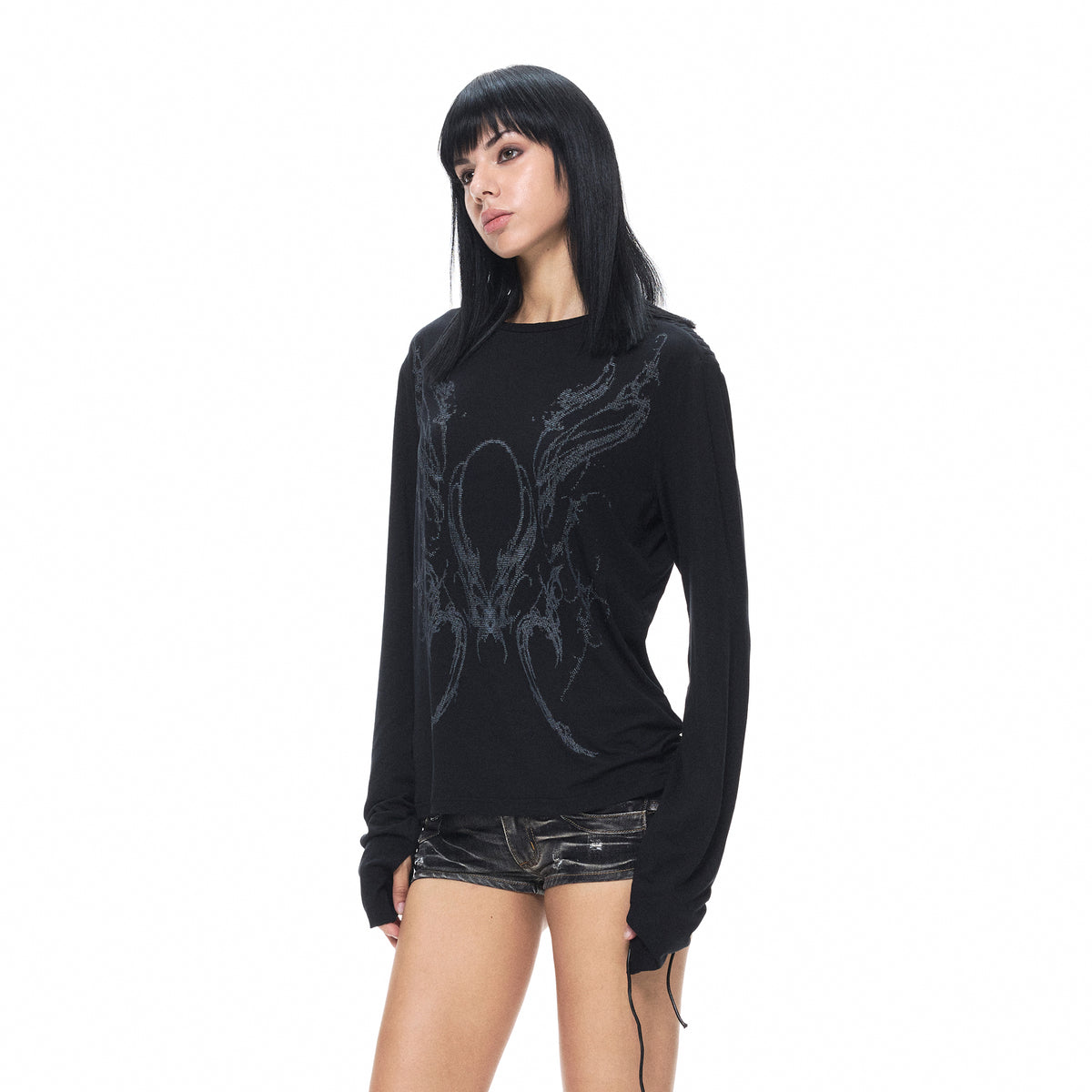 3MODE Oversized Retro Long-Sleeve Tee