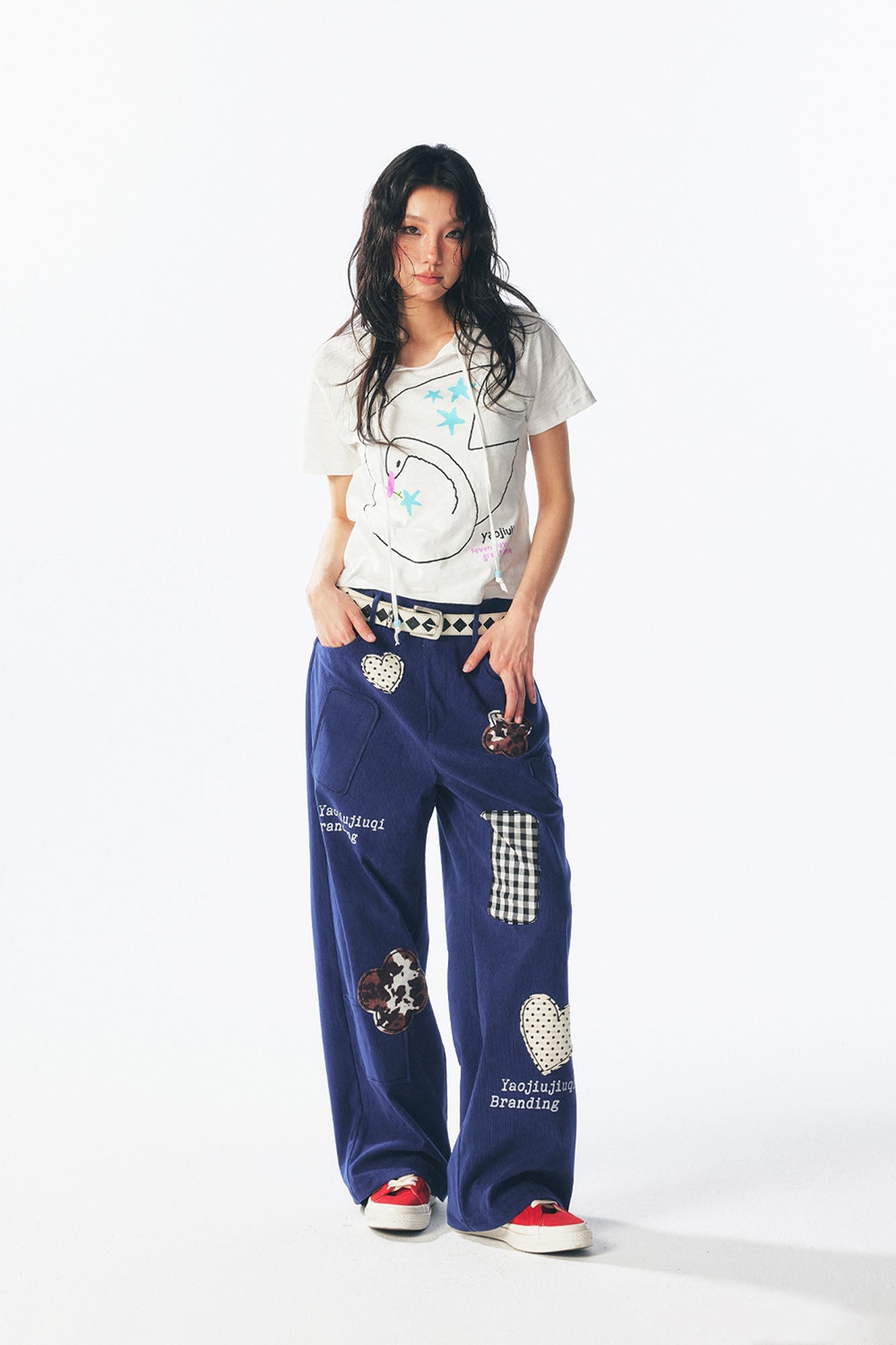 1997 POSTOFFICE Whimsical Patch Straight-Leg Pants, premium urban and streetwear designers apparel on PROJECTISR.com, 1997 POSTOFFICE
