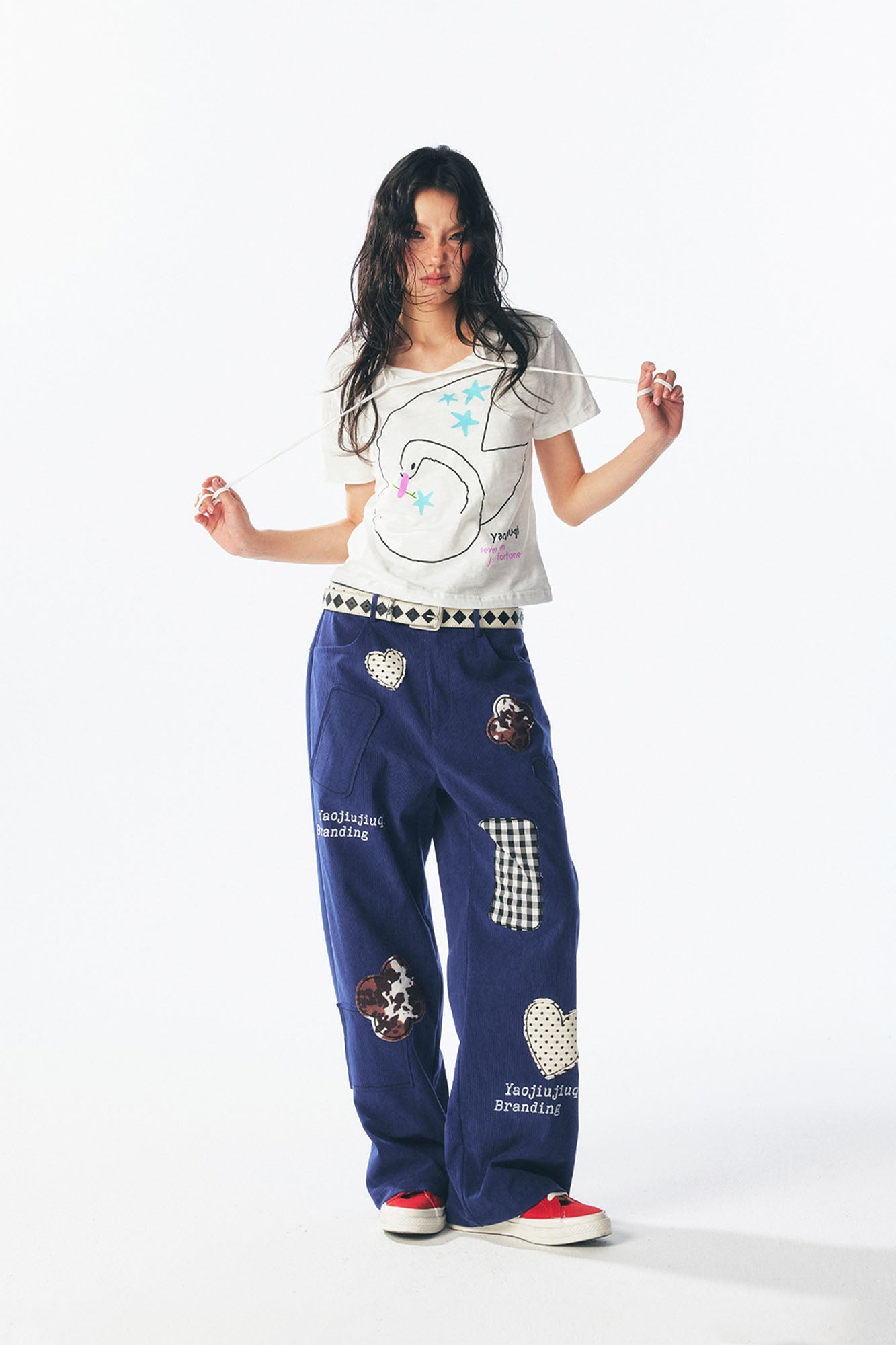 1997 POSTOFFICE Whimsical Patch Straight-Leg Pants, premium urban and streetwear designers apparel on PROJECTISR.com, 1997 POSTOFFICE