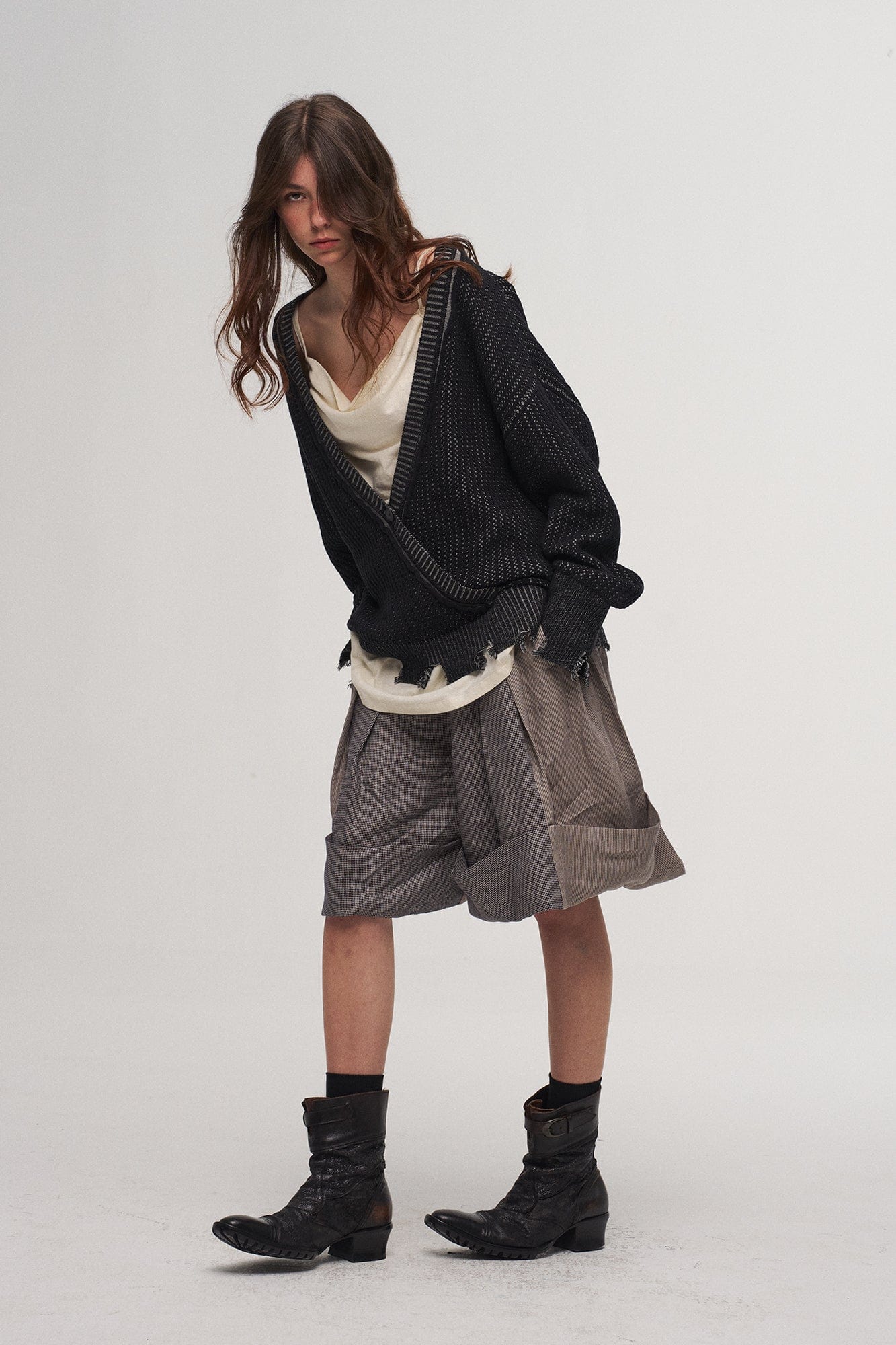 ILNya Nieternite Nifutur Frayed Edge Ribbed V-Neck Cardigan, premium urban and streetwear designers apparel on PROJECTISR.com, ILNya Nieternite Nifutur