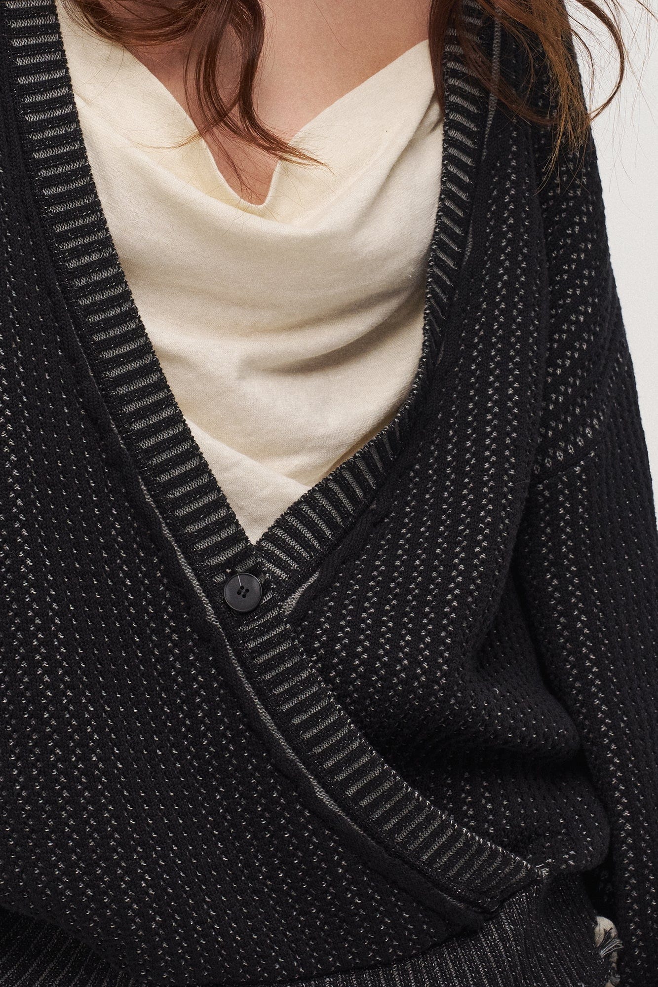 ILNya Nieternite Nifutur Frayed Edge Ribbed V-Neck Cardigan, premium urban and streetwear designers apparel on PROJECTISR.com, ILNya Nieternite Nifutur