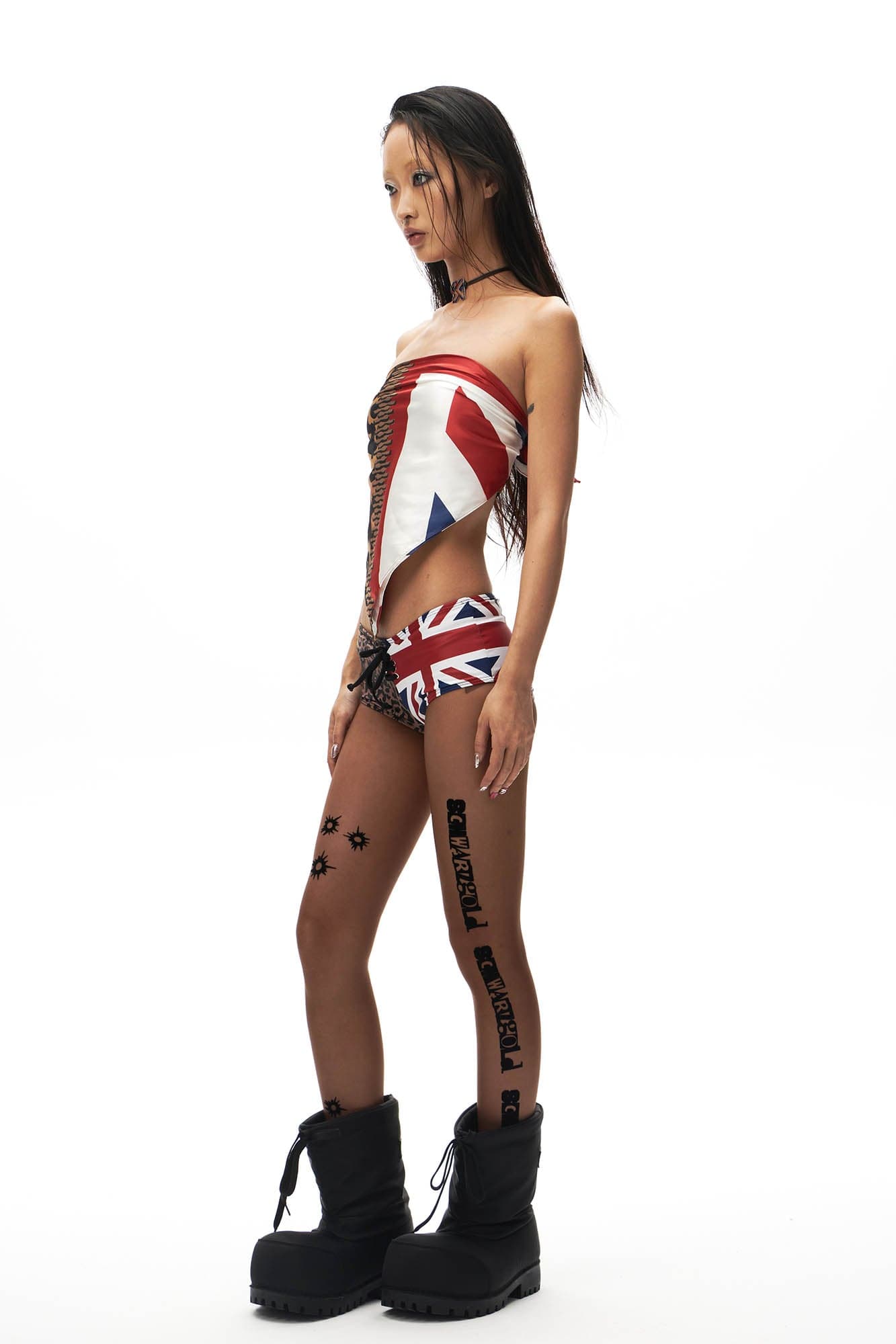 SCHWARZGOLD Leopard Union Flag Full-Printed Headscarf, premium urban and streetwear designers apparel on PROJECTISR.com, SCHWARZGOLD