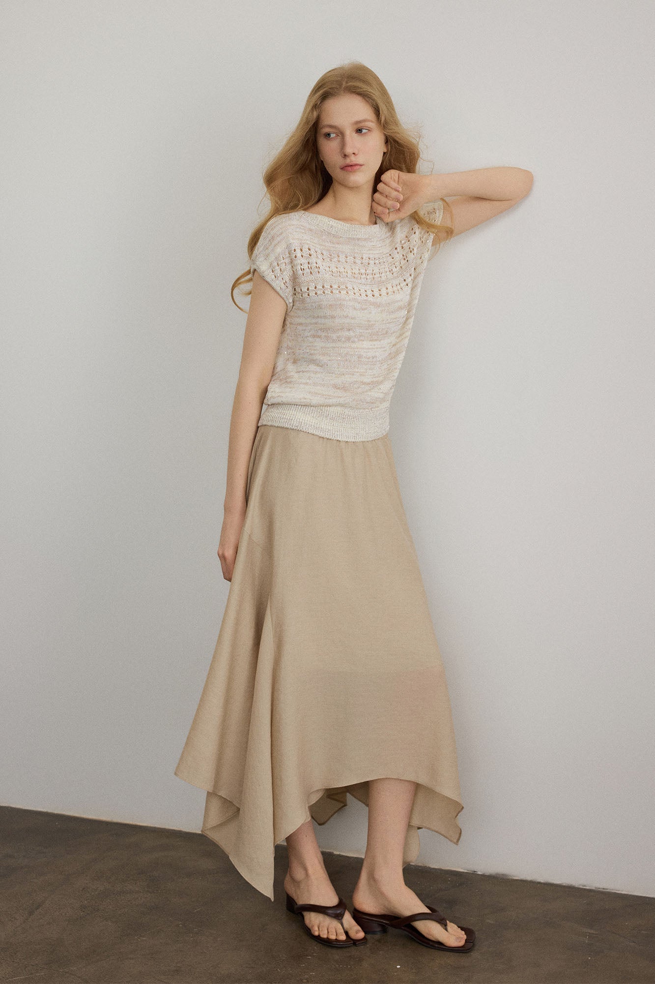 SAME FLOW Shimmer Pointelle Knit Tee