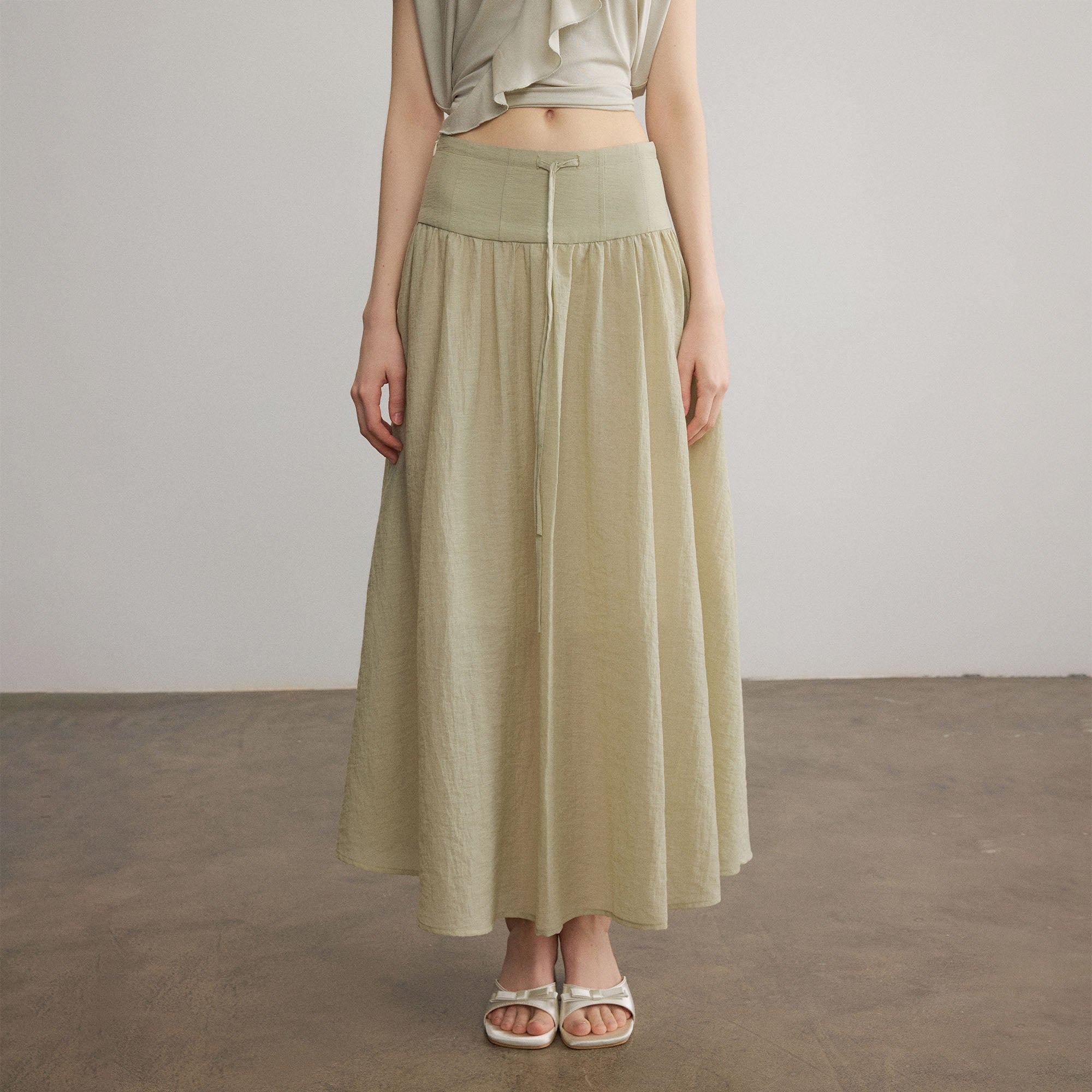 SAME FLOW Drawstring Acetate-Blend Maxi Skirt