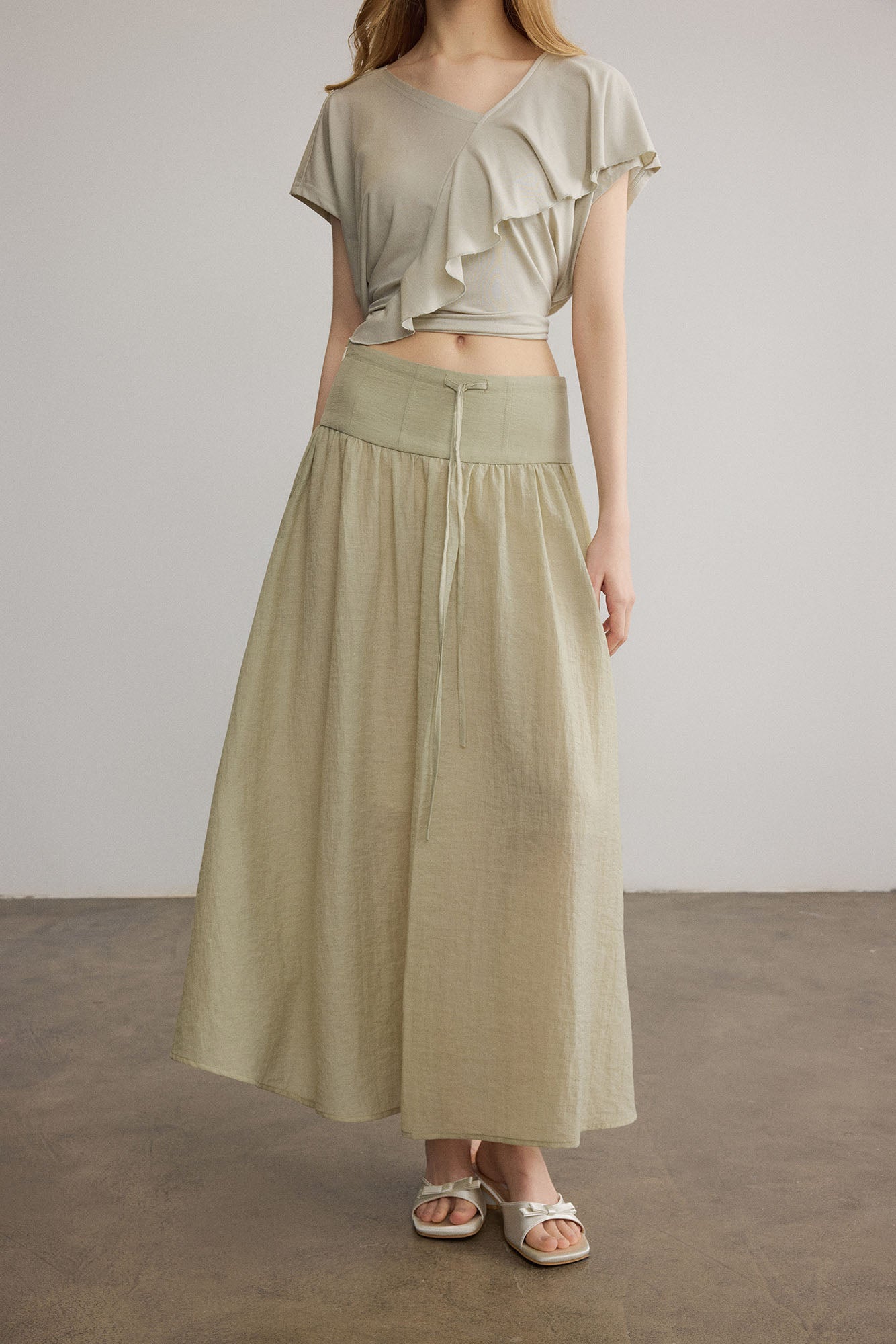 SAME FLOW Drawstring Acetate-Blend Maxi Skirt