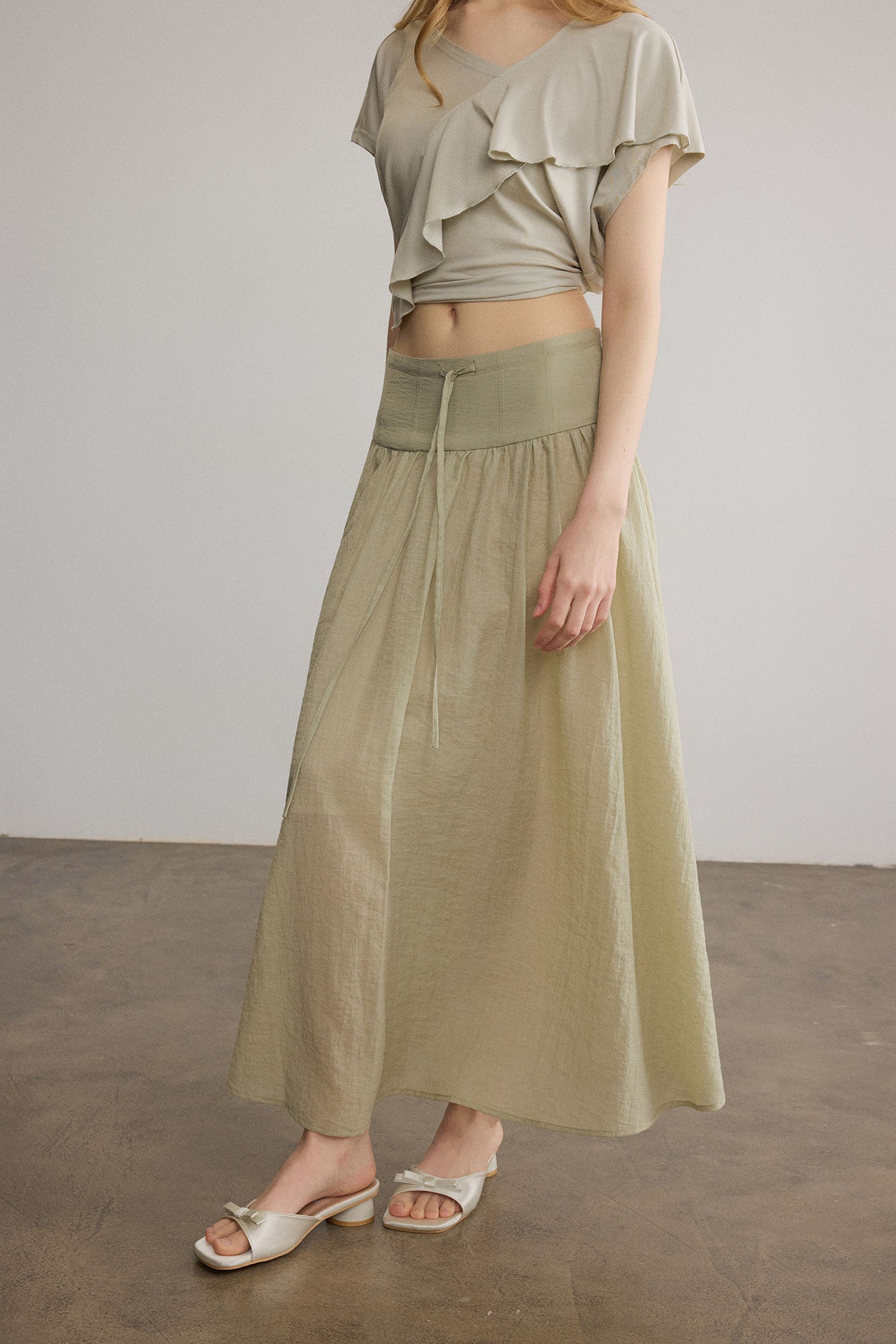 SAME FLOW Drawstring Acetate-Blend Maxi Skirt