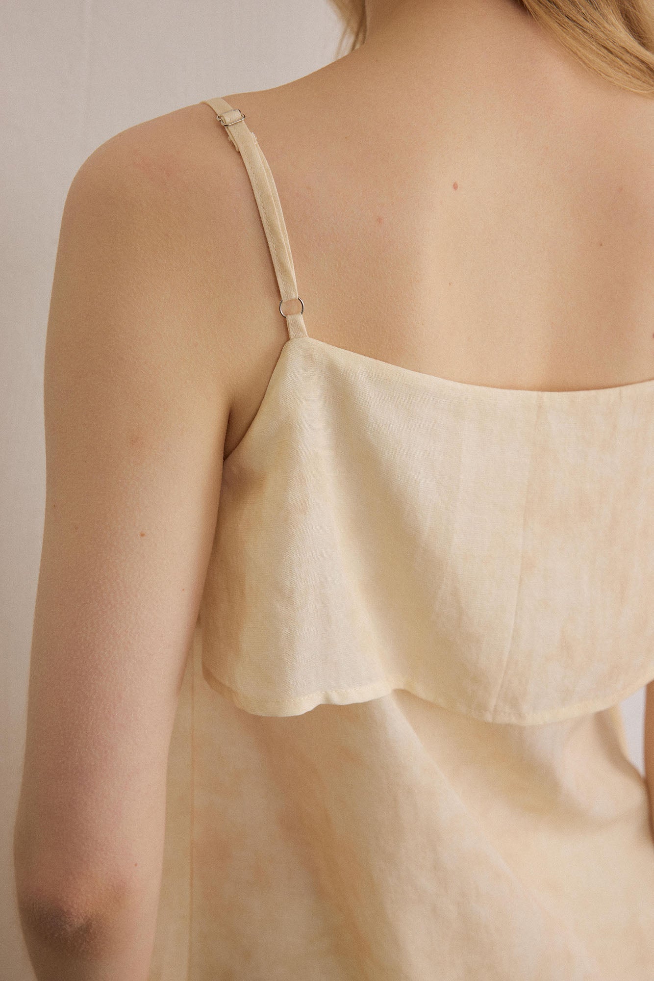 SAME FLOW Asymmetrical Draped Lace-Panel Cami Top