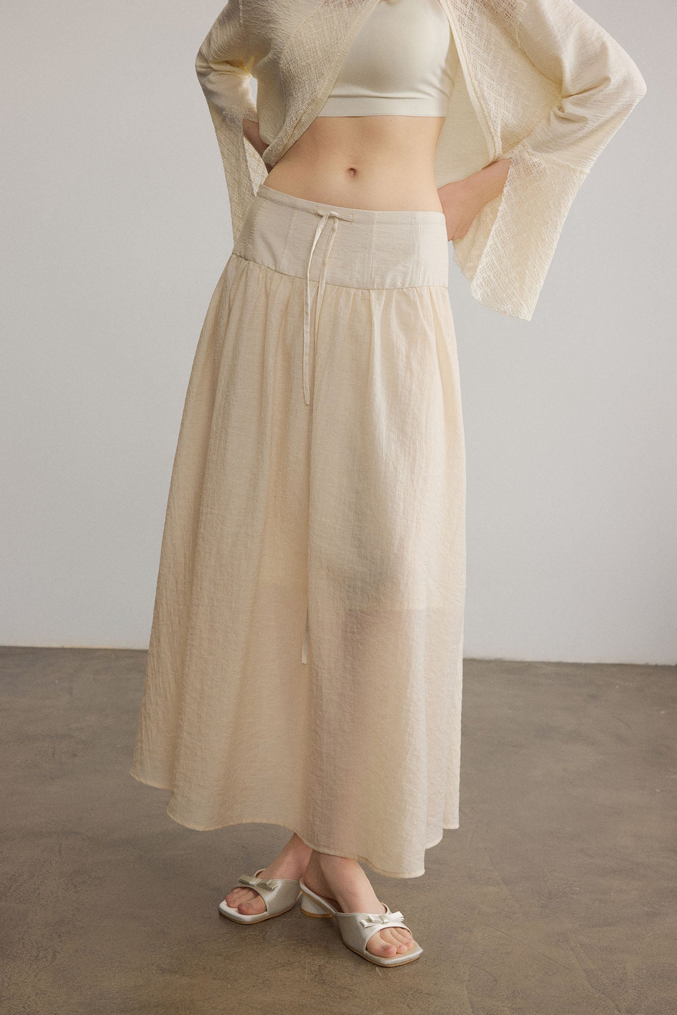 SAME FLOW Drawstring Acetate-Blend Maxi Skirt