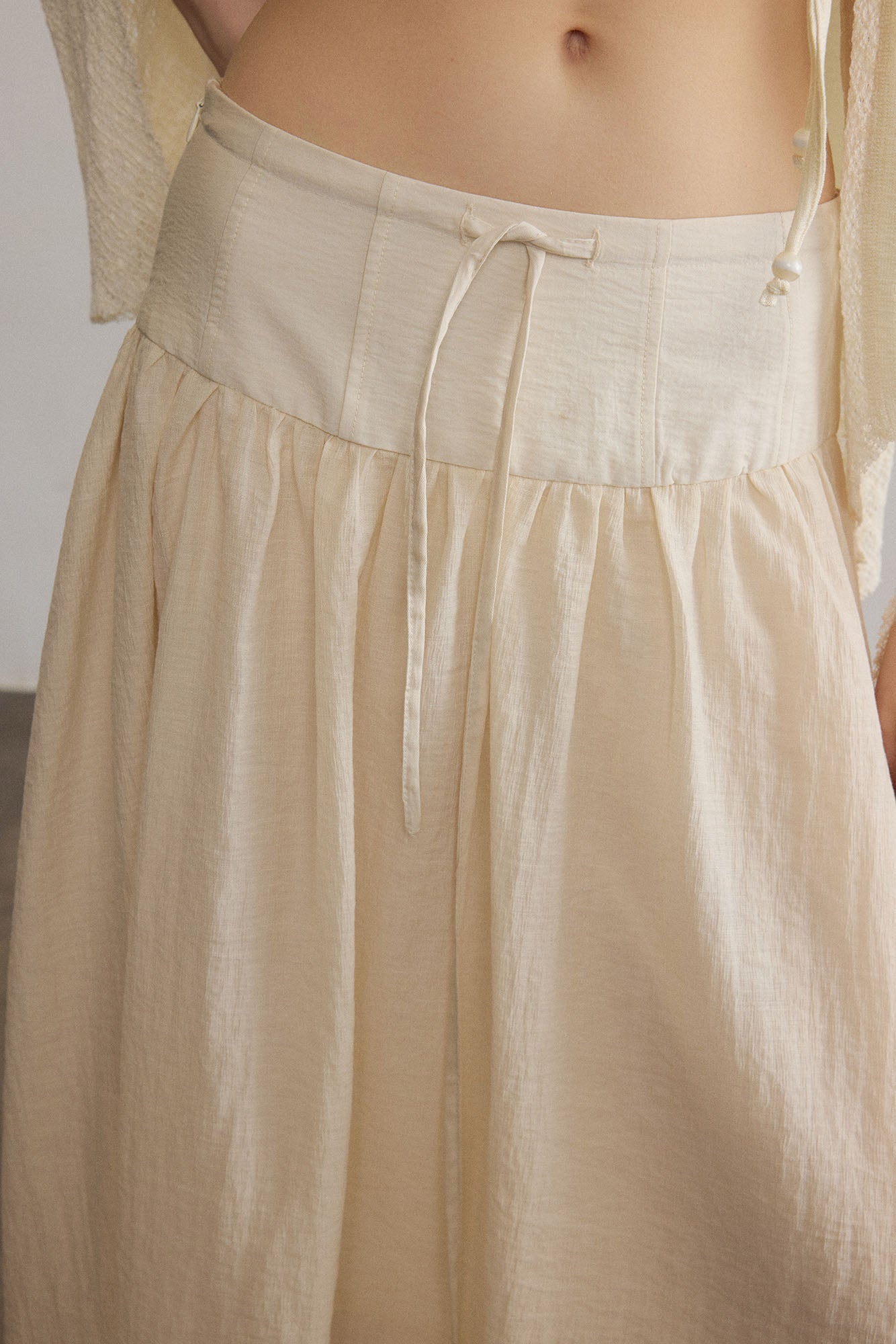 SAME FLOW Drawstring Acetate-Blend Maxi Skirt