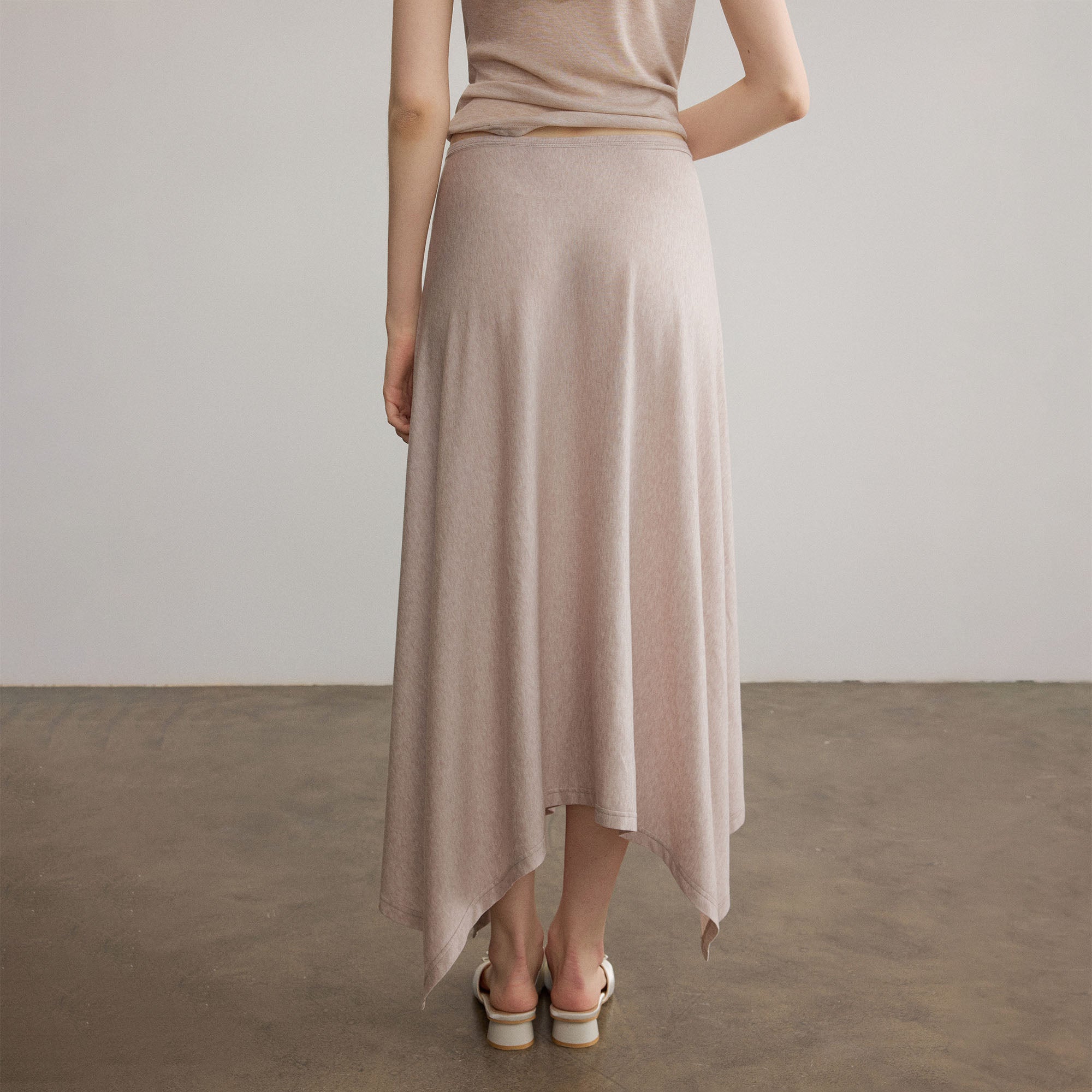 SAME FLOW Minimal Asymmetrical Wool-Blend Midi Skirt