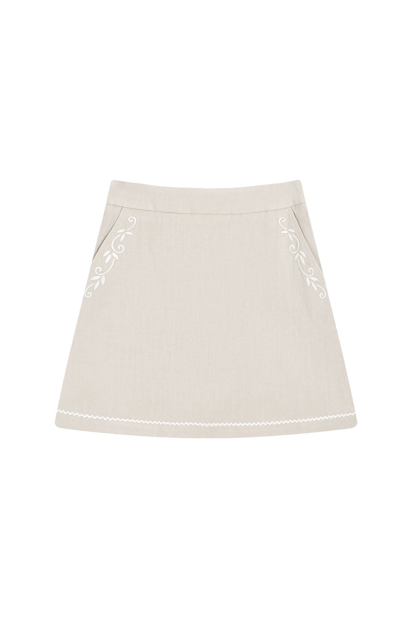 SAME FLOW Embroidered Linen-Blend Mini Skirt
