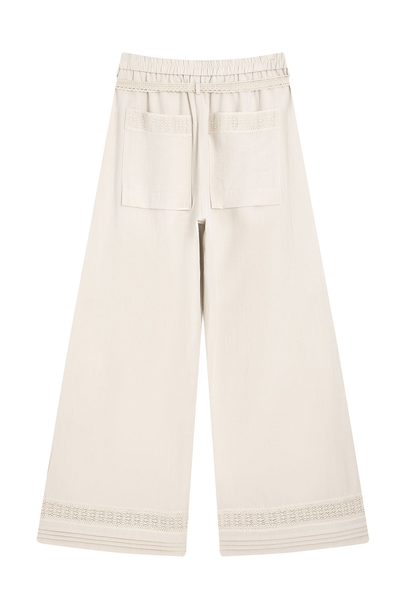 SAME FLOW Lace-Trim Wide-Leg Pants