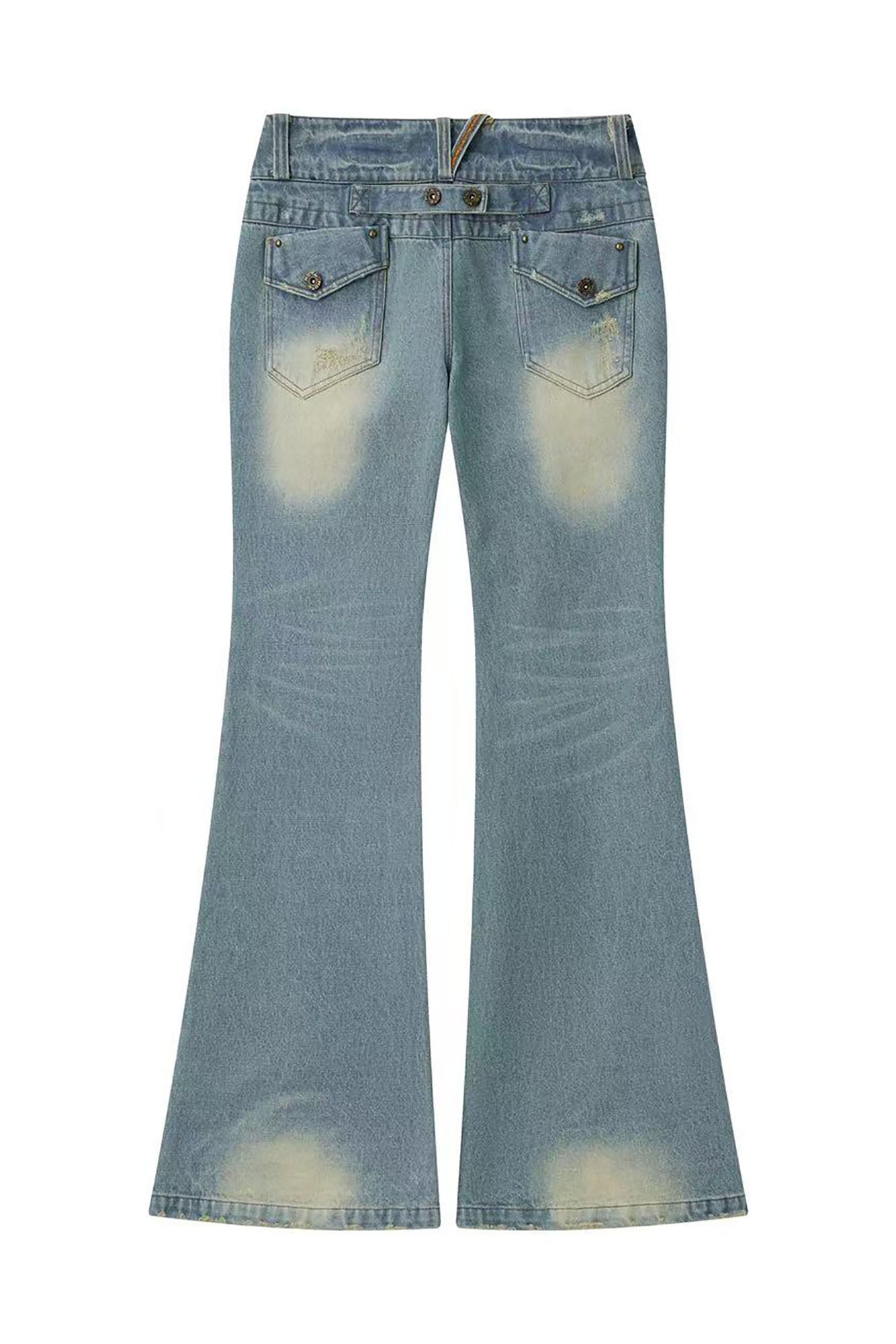 NONAME SPACE Ripped Washed Flared Jeans