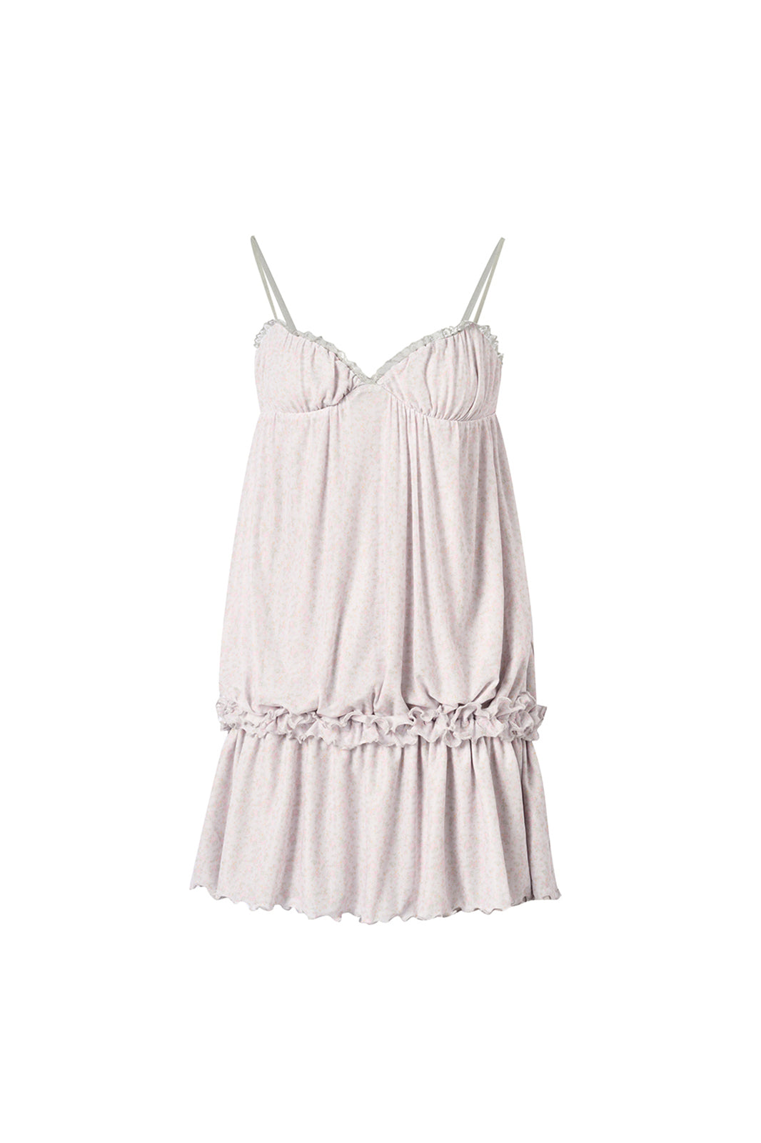 CHICCHICK Floral Ruffle Trim Slip Dress