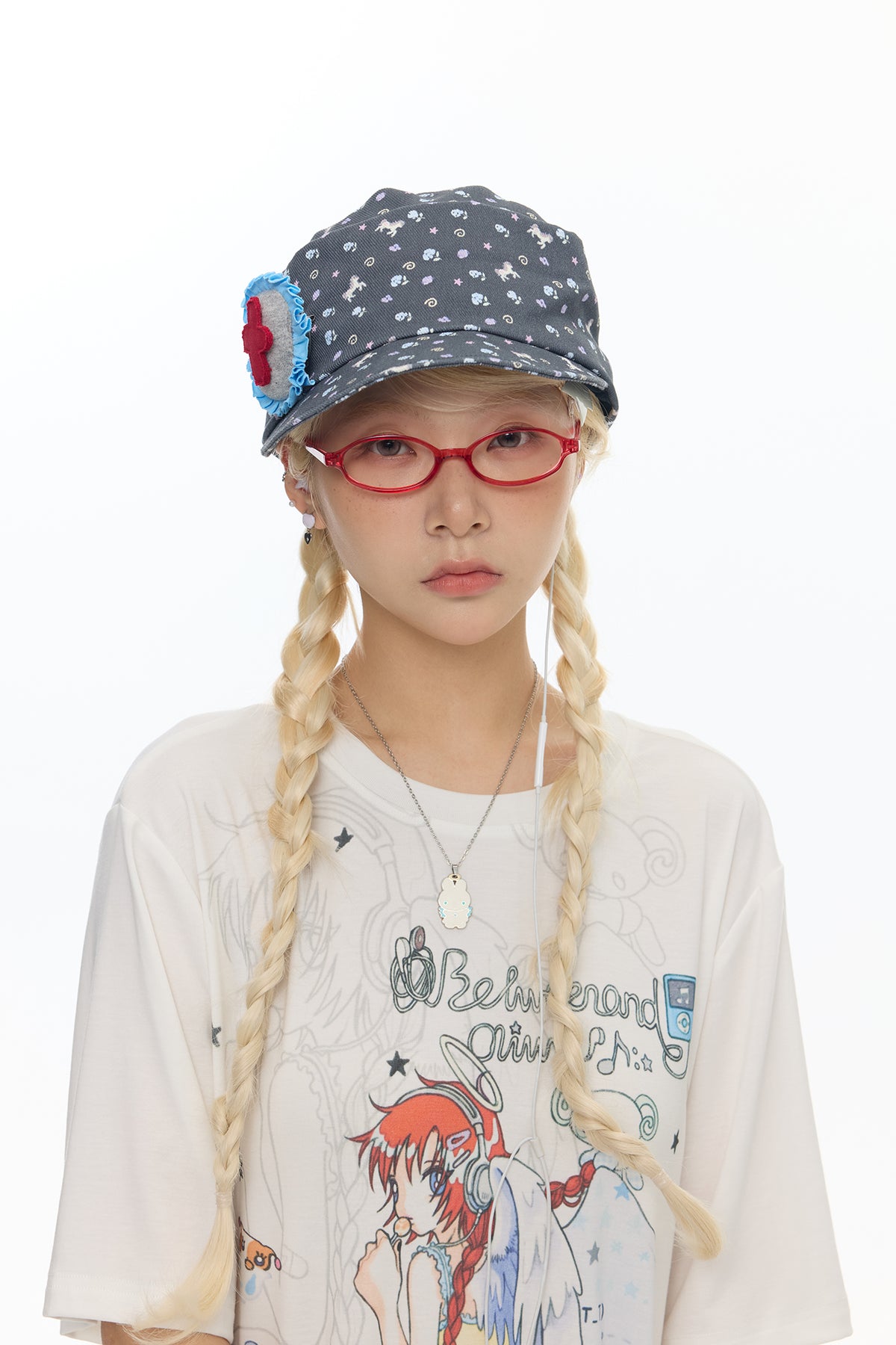 BETWEENAND Pony Full-Print Denim Cadet Cap