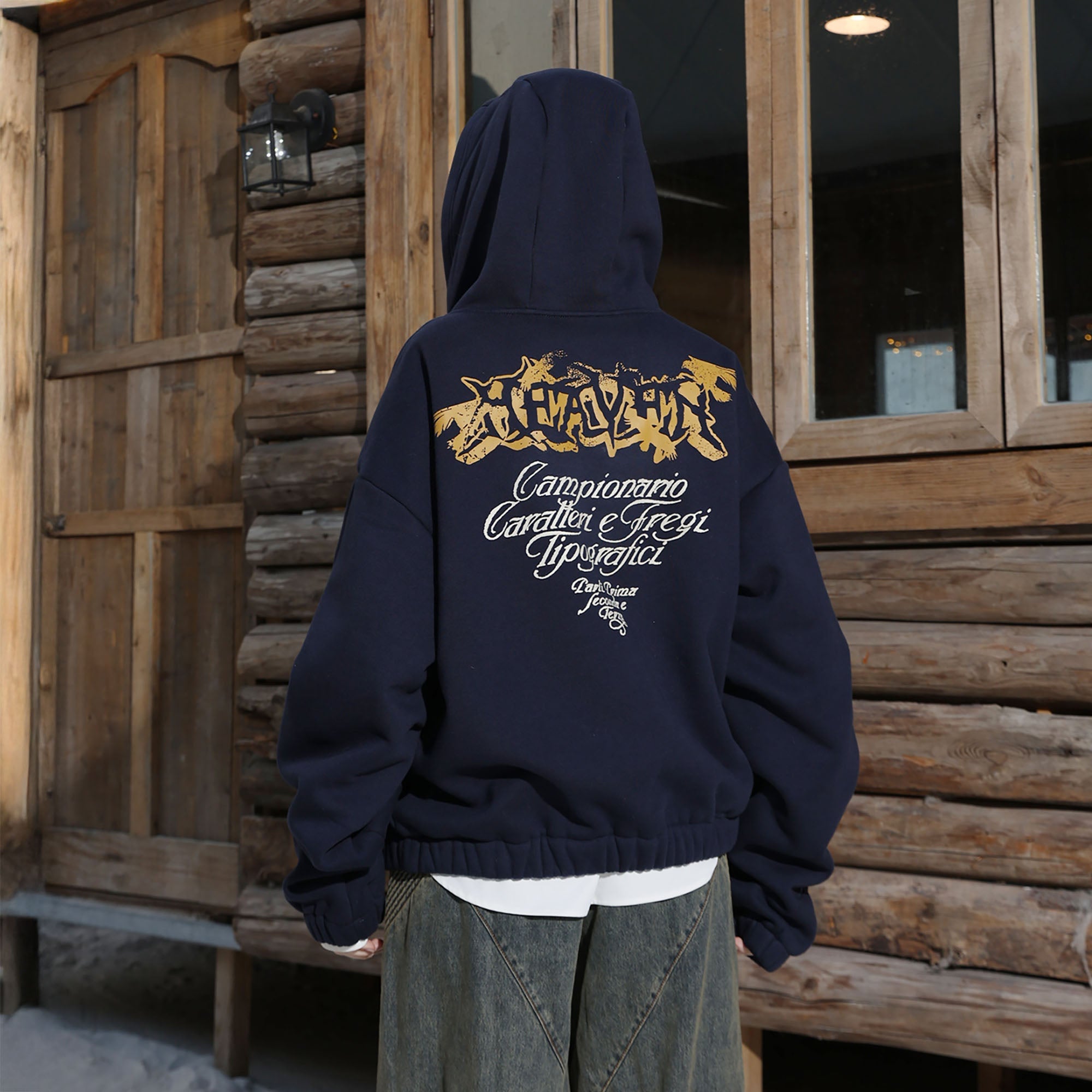 ERROR CODE ROBOT Bird Graphic Fleece-Lined Hooded Jacket