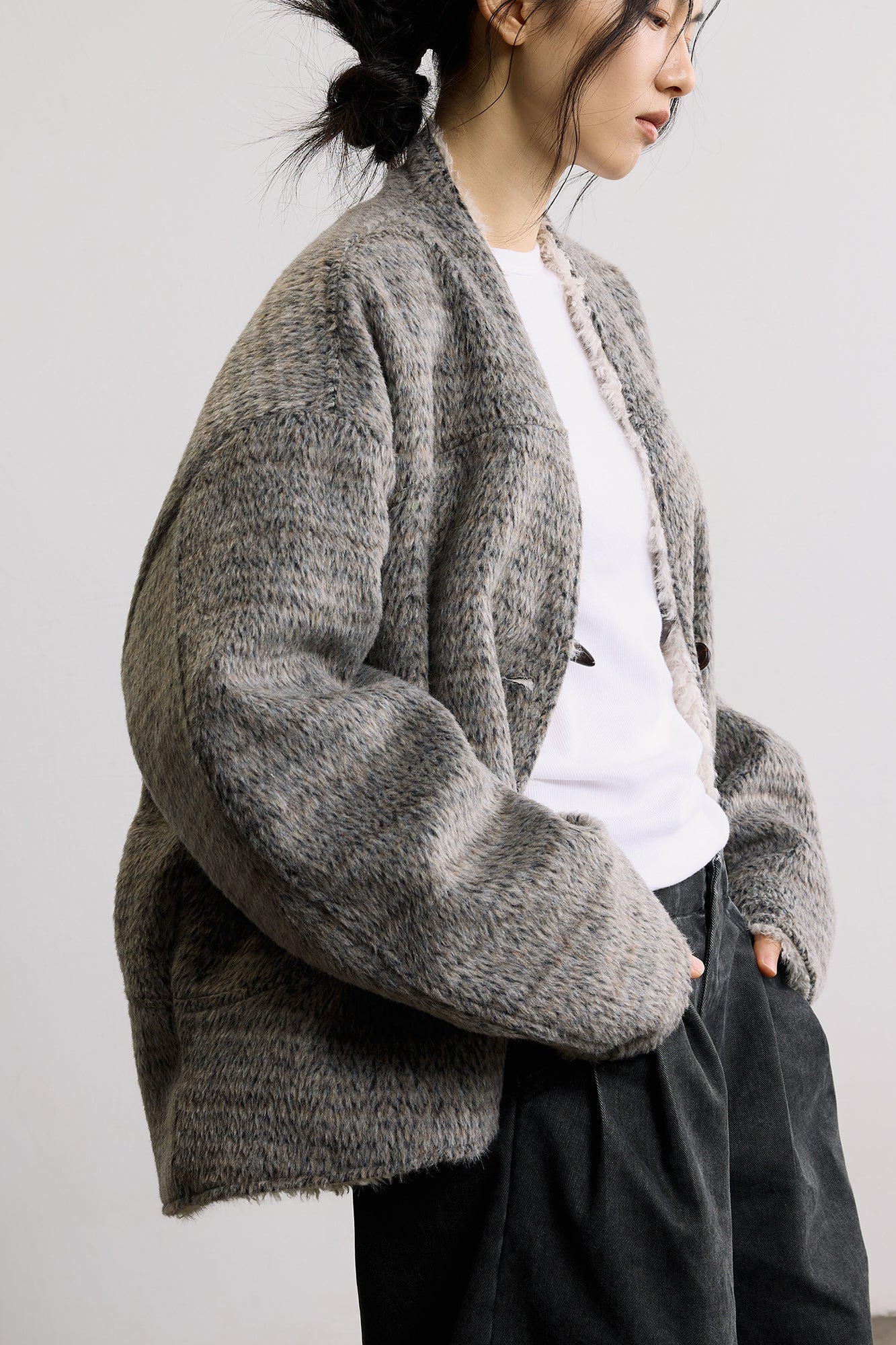 SAME FLOW Reversible Wool-Blend Fleece Jacket