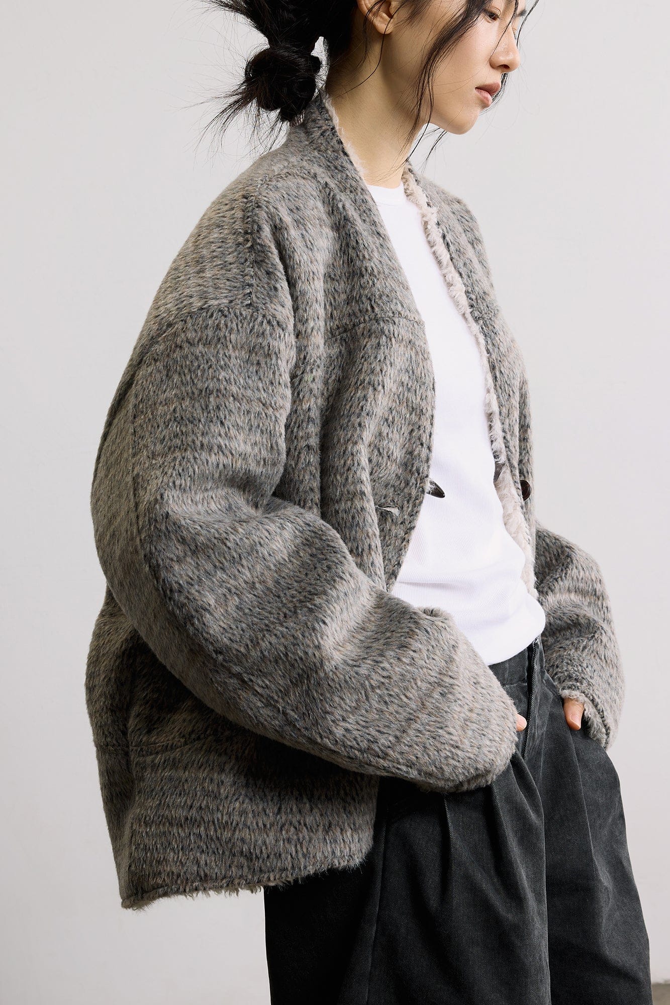 SAME FLOW Reversible Wool-Blend Fleece Jacket